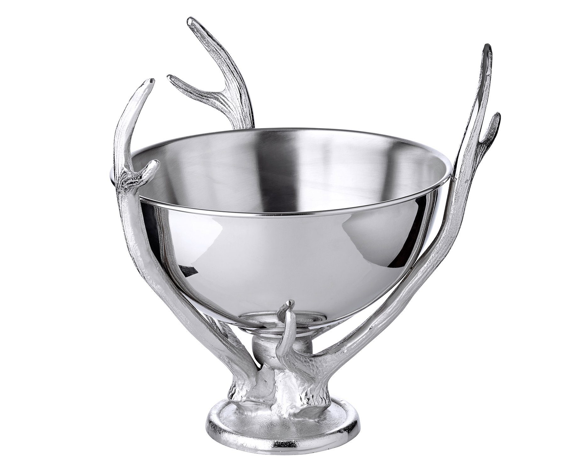 EDZARD Sektkühler Lita, Silber-Optik, Geweih-Design, Aluminium, vernickelt H 37 cm, ø 35 cm