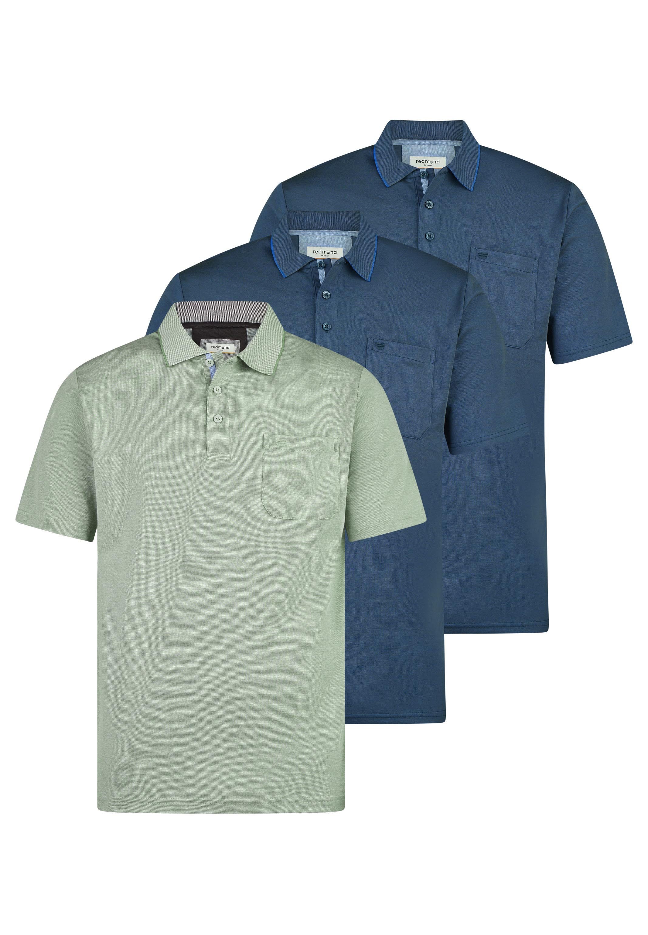Redmond Poloshirt 3er Pack Basic (Spar-Set, 3-tlg) Poloshirt - Baumwolle - Atmungsaktiv