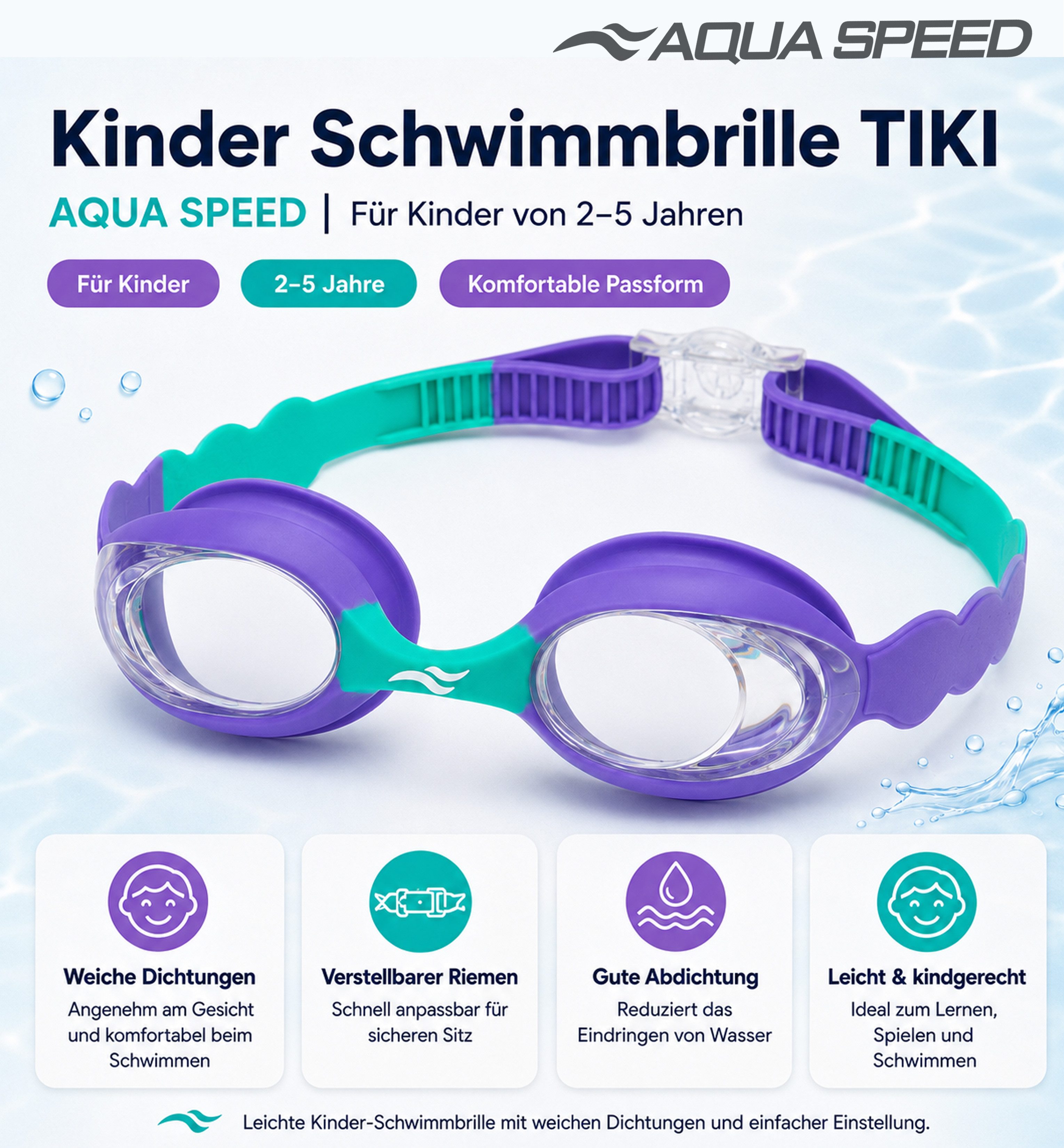 Aqua Speed Schwimmbrille AQUA SPEED TIKI & BONITO Kinder Antibeschlag- / UV-Schutz