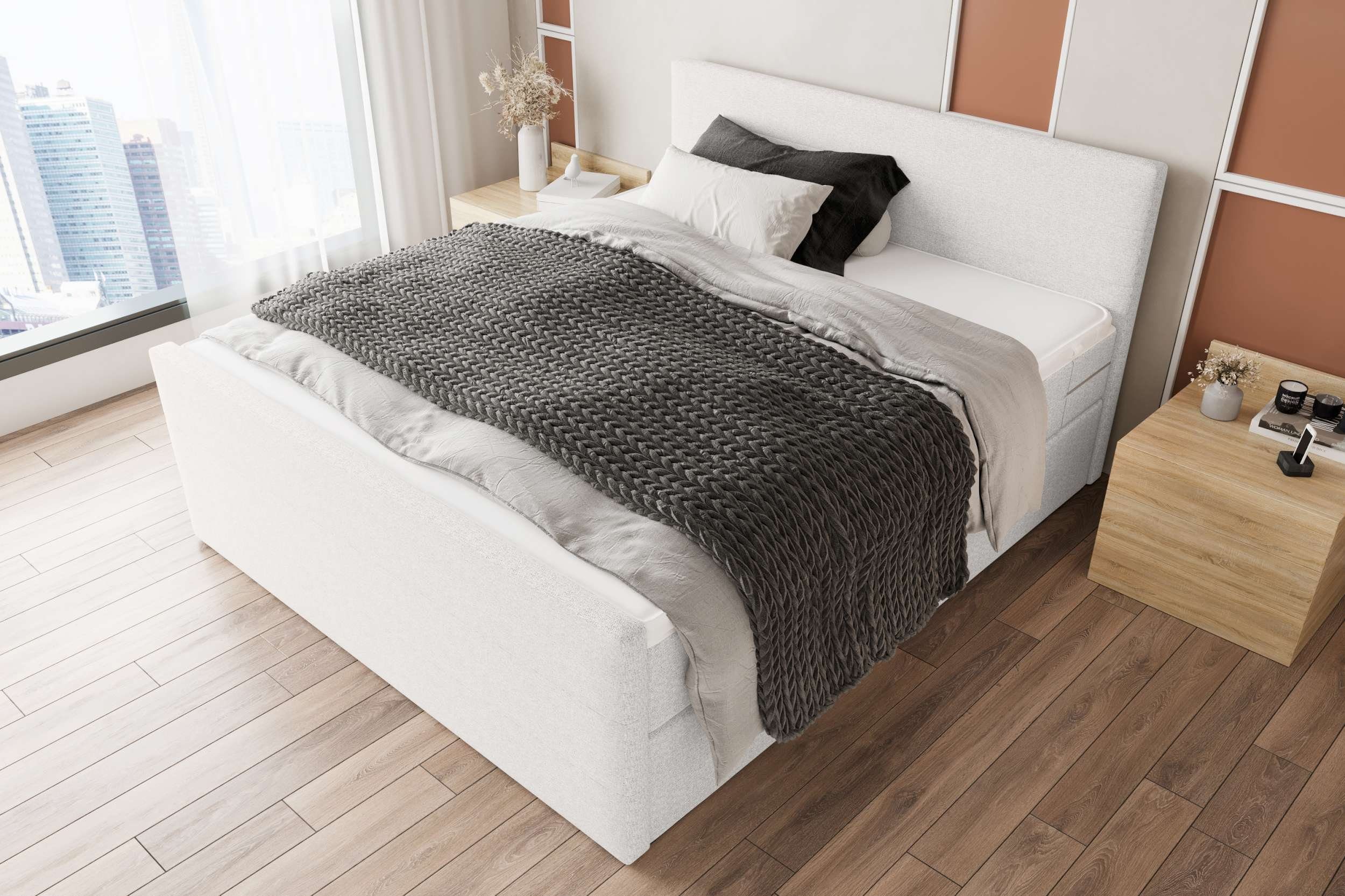 99rooms Boxspringbett Phönix Plus (Schlafzimmerbett, Bett), 140/160/180/200 x 200 cm, mit Matratze und Topper