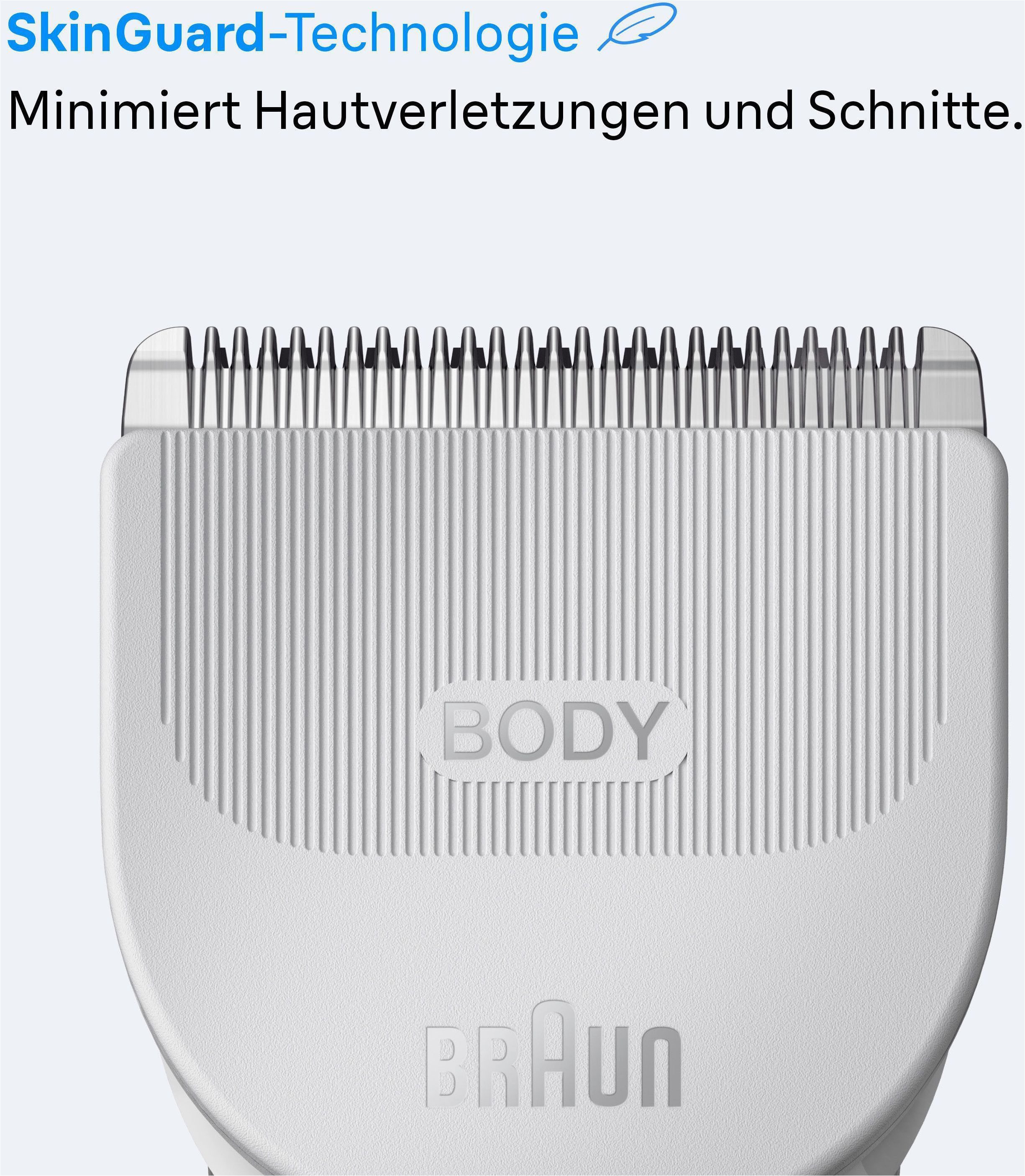 Braun Haarschneider Bodygroomer BG3530, Extra Hautschutz, 80 Min Akkulaufzeit, wasserdicht grau
