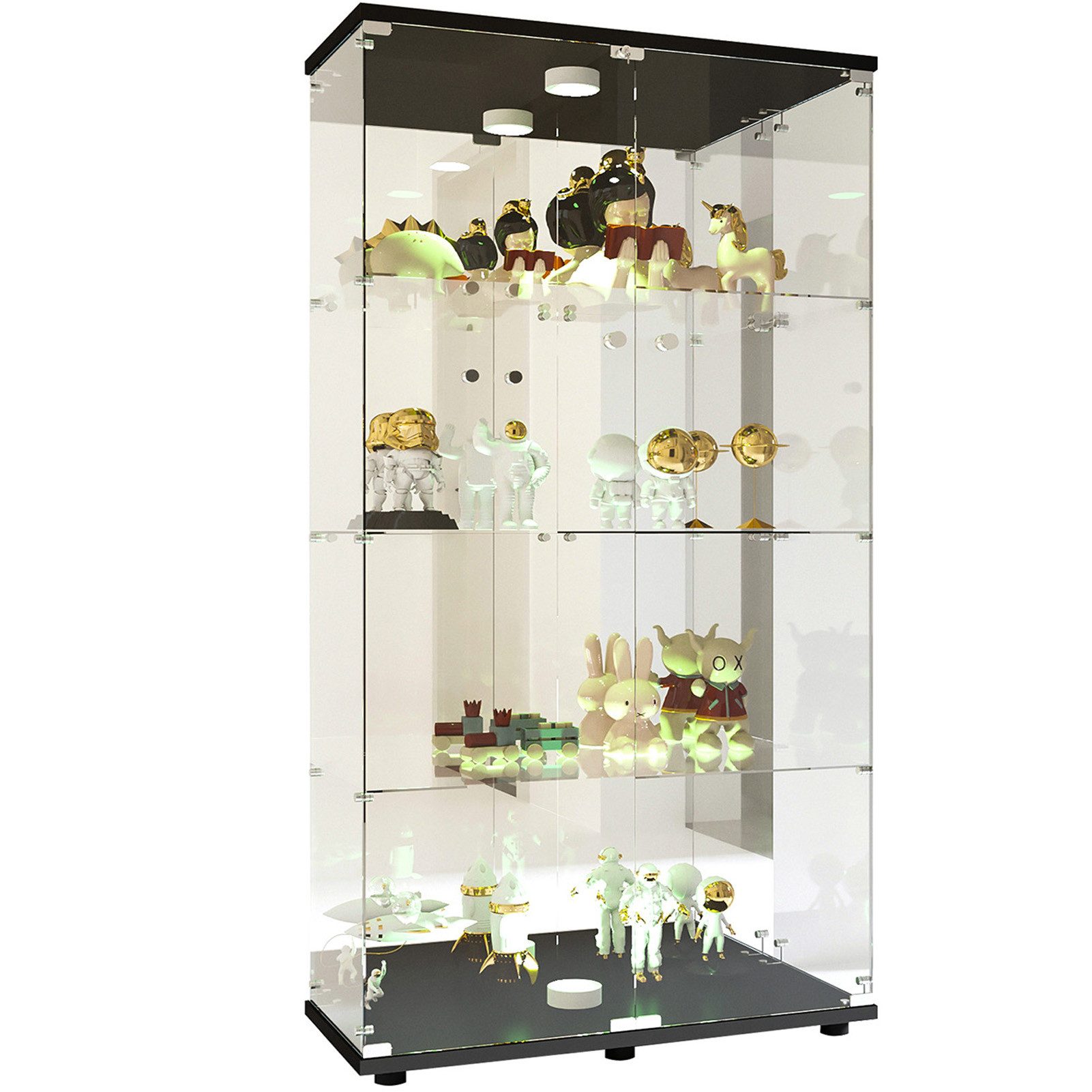 FUROKOY Glasvitrine Glasvitrine Glas Standvitrinen, Vierfach-Vitrine günstig online kaufen