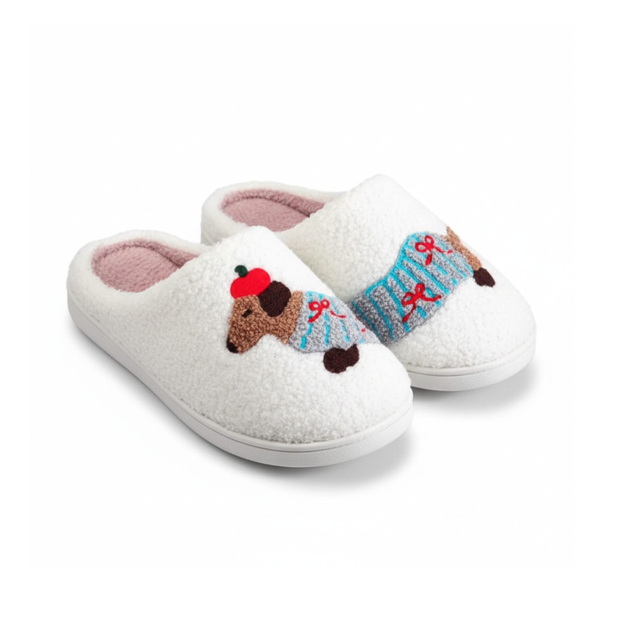 NEXORA Dackel Hausschuhe Damen – warm & flauschig, niedliches Motiv Plüsch Hausschuhe (Paar) kuschelige Hausschuhe mit niedlichem Dackelmotiv