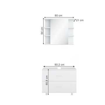 Vicco Badmöbel-Set Badezimmerset ILIAS Weiß Set 5, (2-er Set, 2-St., 2-er Set)