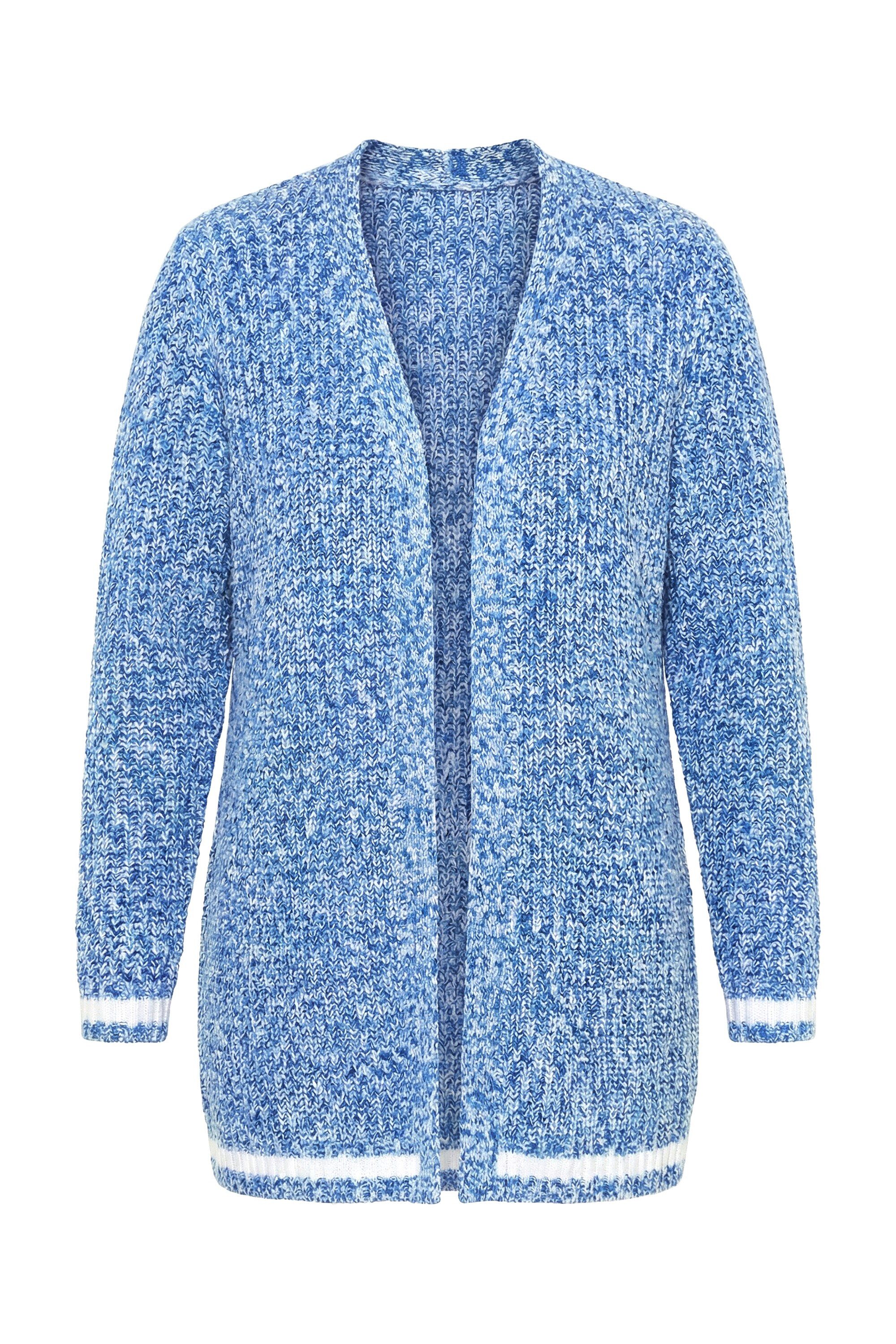 Strickjacke Strickjacke längere offene Passform Rückenherz