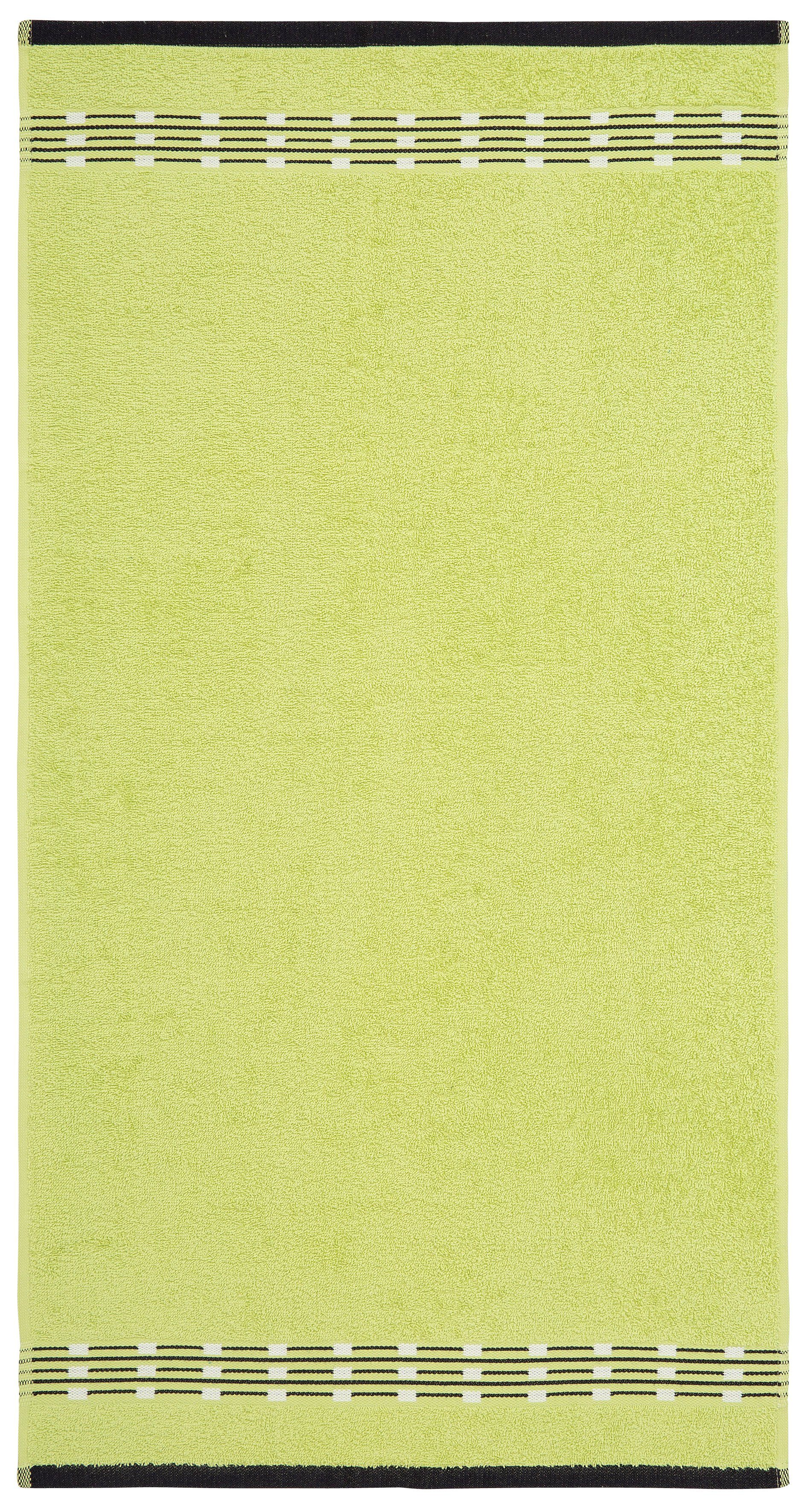 my home Handtuch Set aus Walkfrottee, mit Handtuchset 7-tlg), (Set, Baumwolle, 100% gemusterter Handtücher Jonnie, grün Bordüre