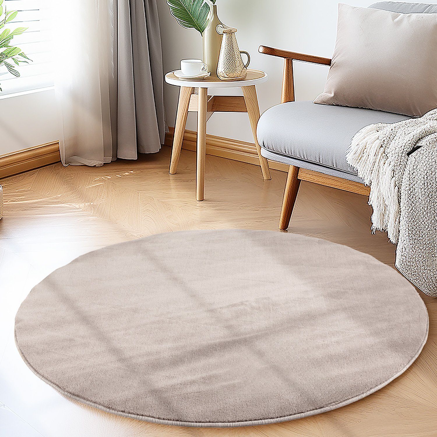 SIMPEX24 Teppich Unicolor - Einfarbig, Rund, Höhe: 7 mm, Moderner Flauschig günstig online kaufen