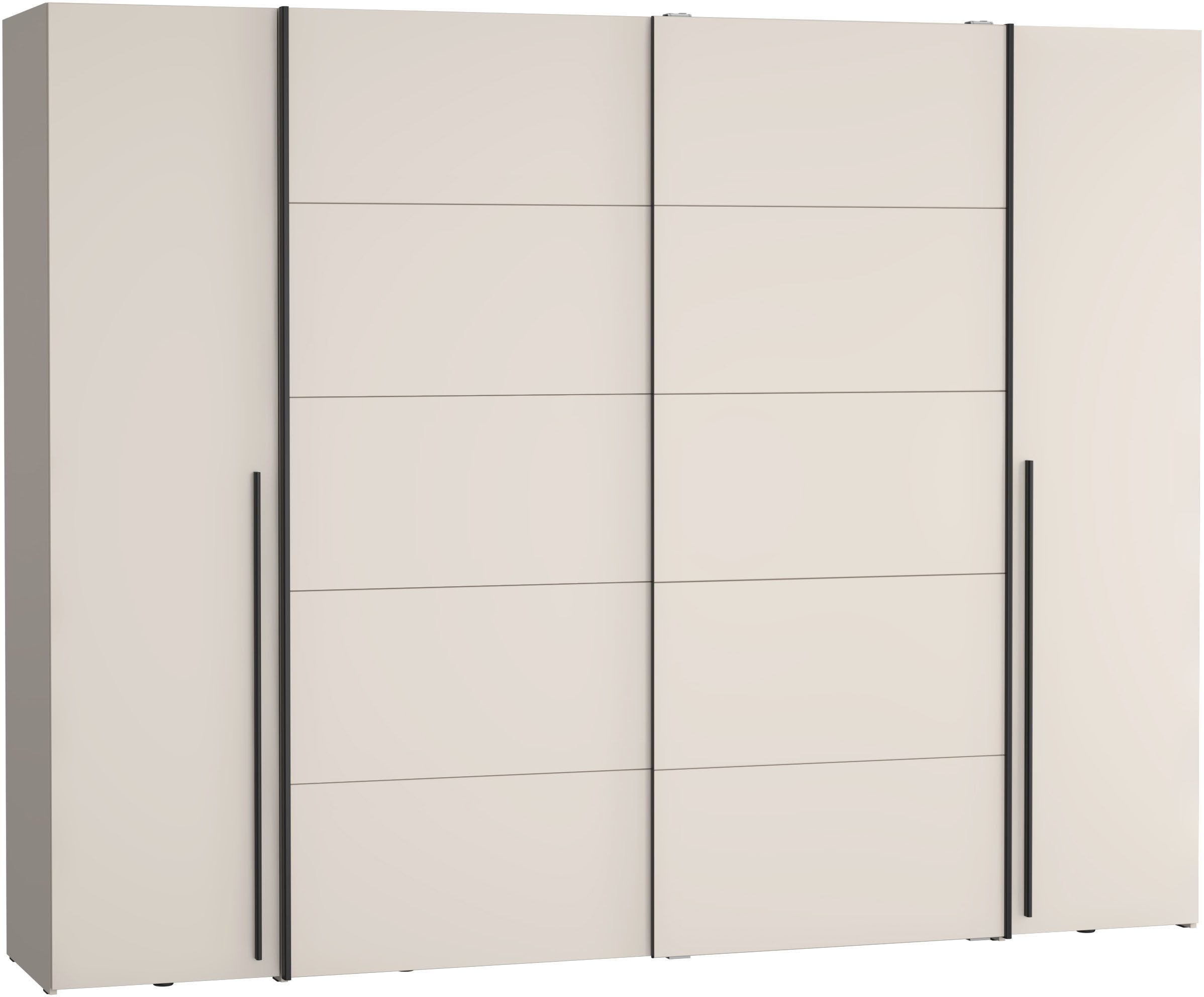 FORTE Kleiderschrank Narago, OTTOs Choice, Kombischrank, TOPSELLER, Paneele wechselbar (B/H/T ca. 270/210/61cm, Farbe Weiß auch mit Spiegeln) Schwebetüren in Kombination mit Drehtüren, Made in Europe