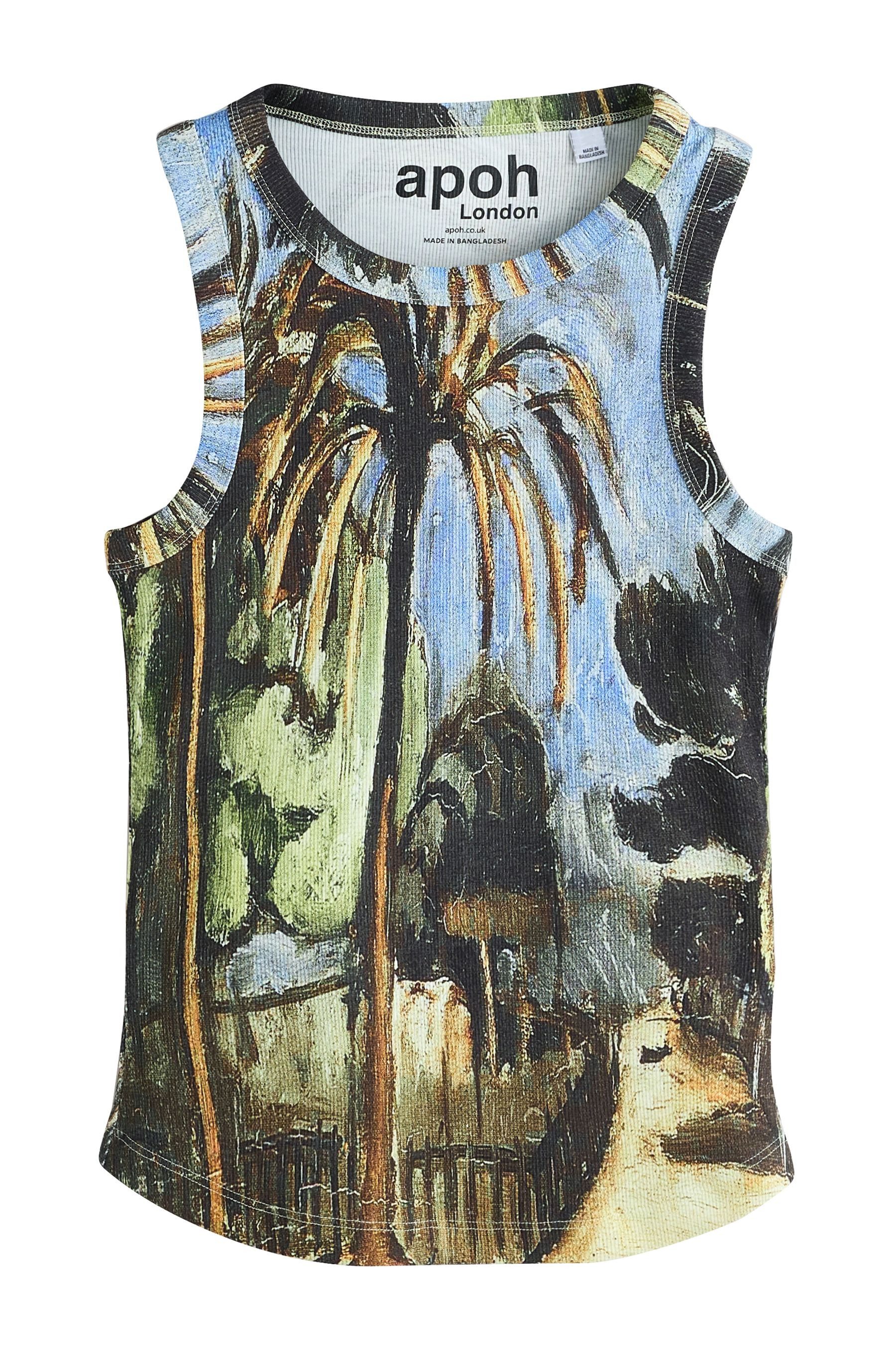 Next Trägertop Geripptes Racerback-Trägertop mit Grafik, Monet (1-tlg)