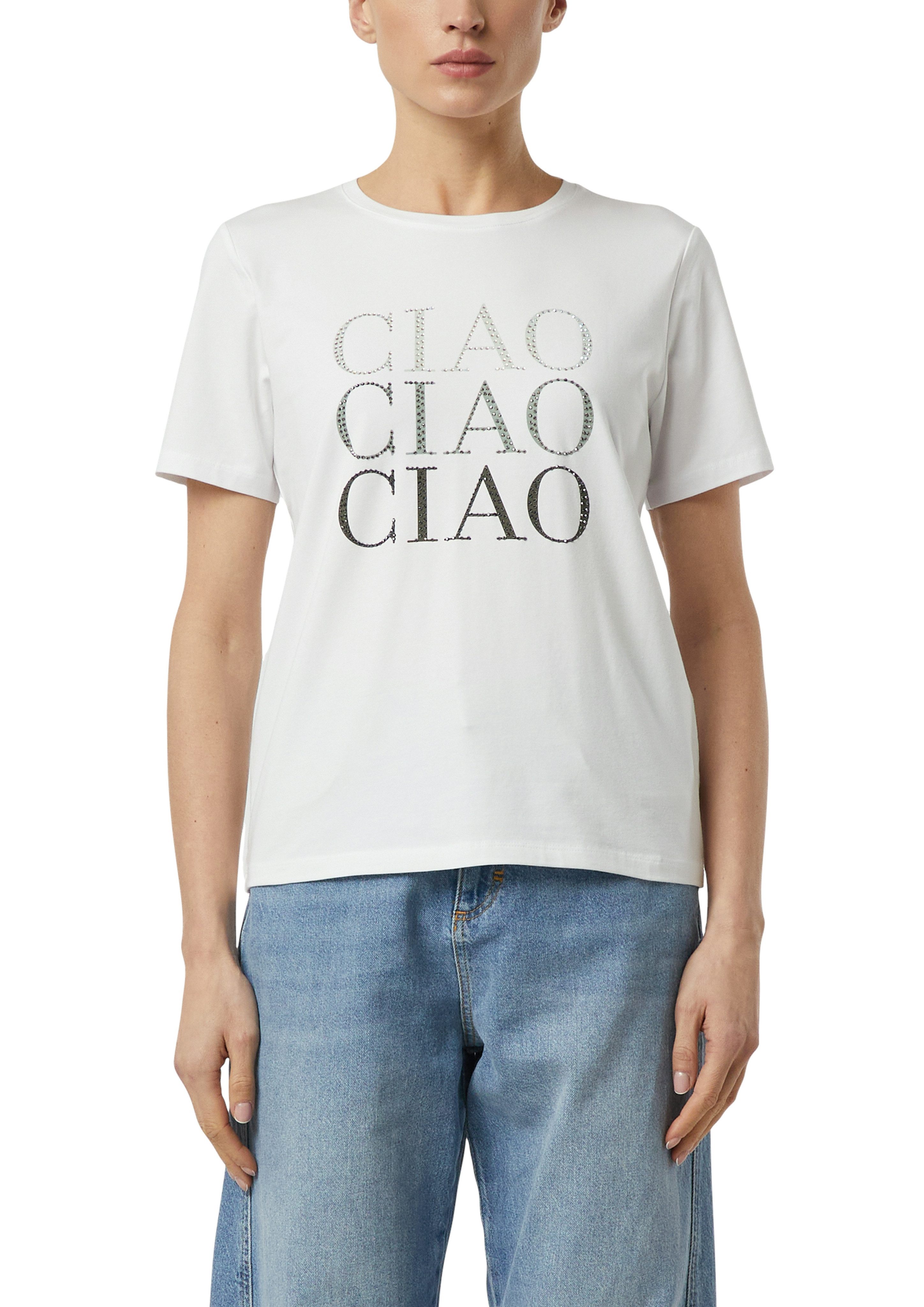 comma T-Shirt mit Druck und Glitzersteinen günstig online kaufen