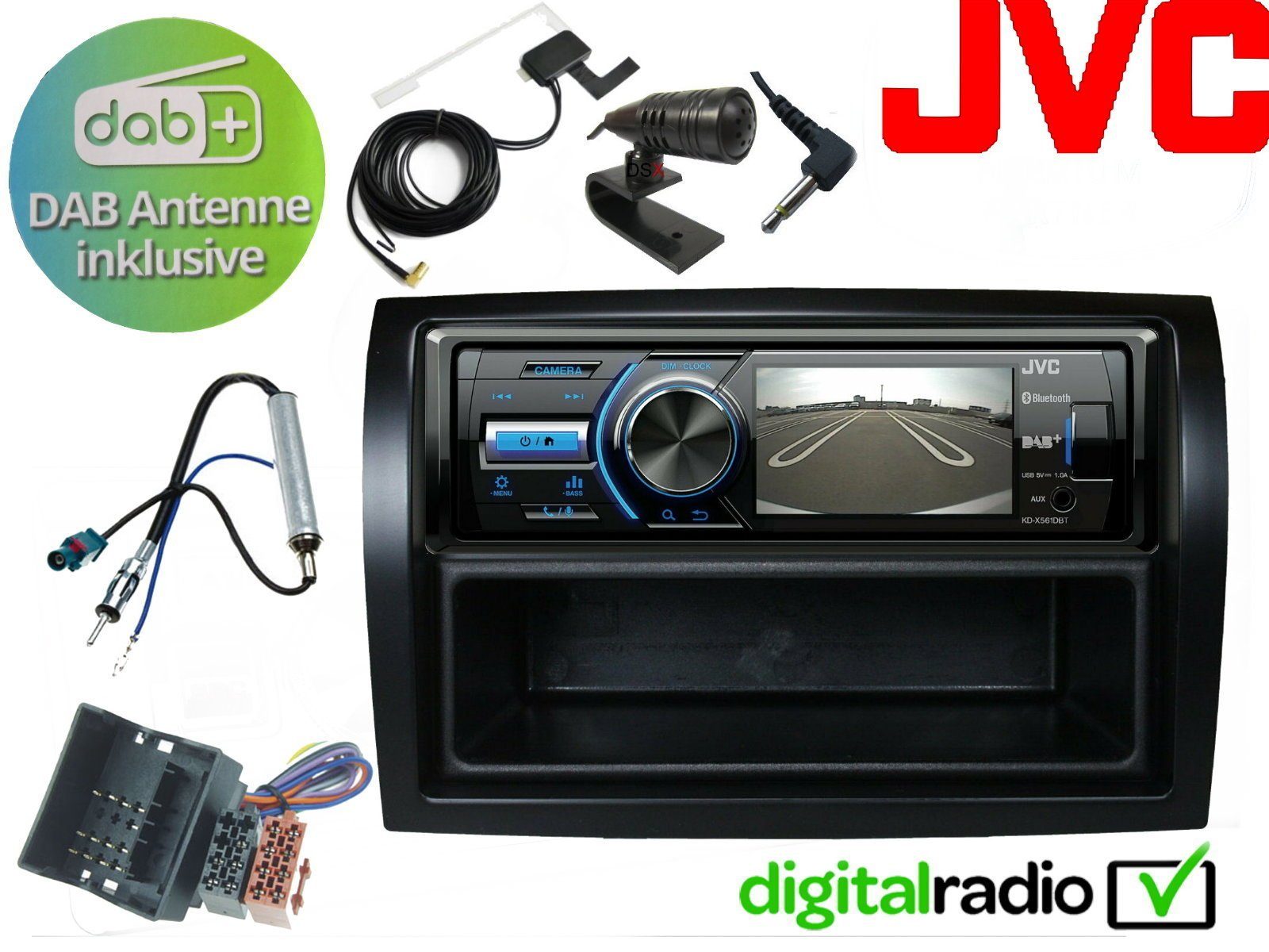 DSX JVC TFT Bluetooth DAB+ USB Radio für Fiat Ducato Autoradio (Digitalradio (DAB), 45 W)