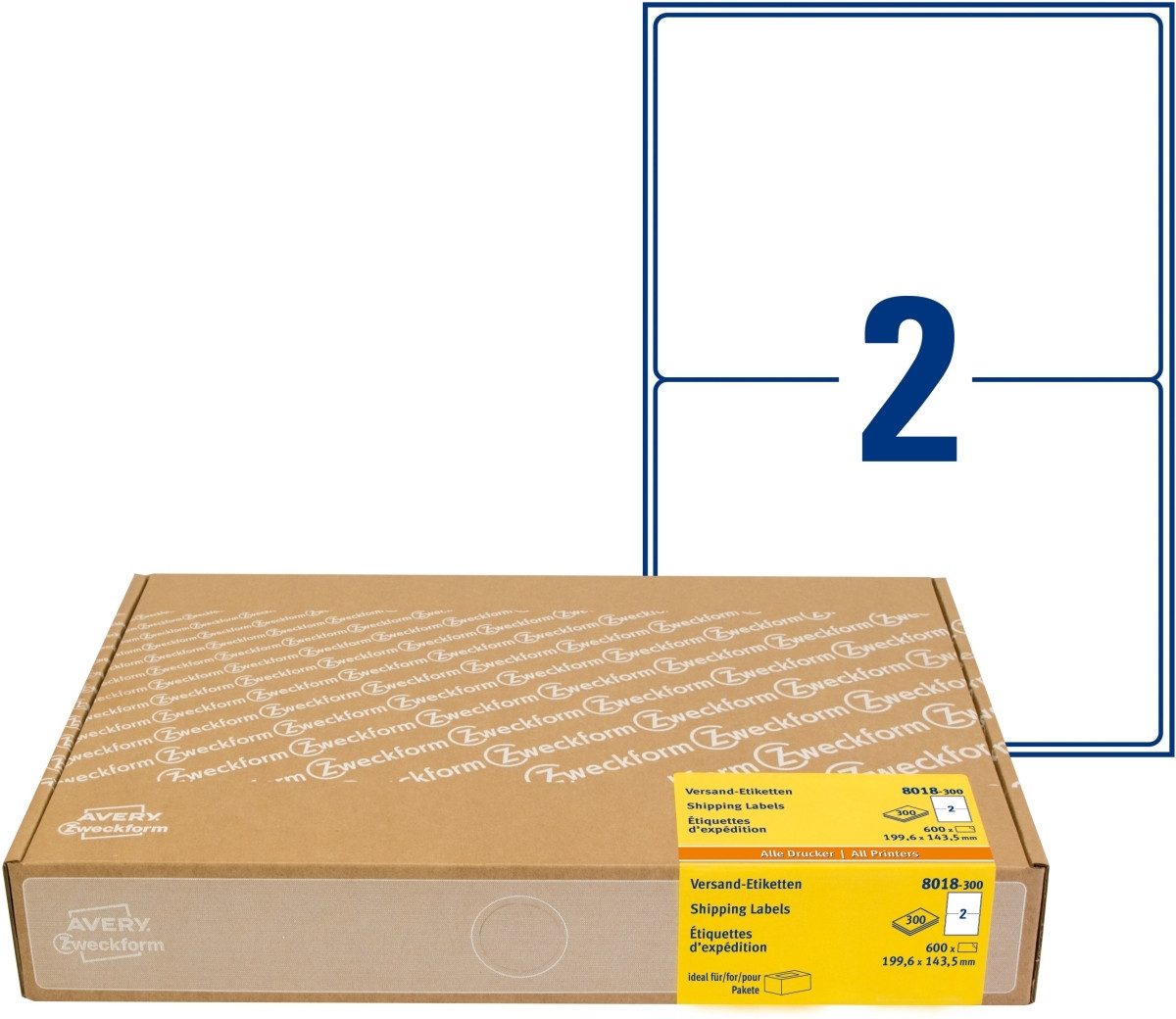 Etiketten Versandetiketten 199,6x143,5mm weiß VE=600 Stück