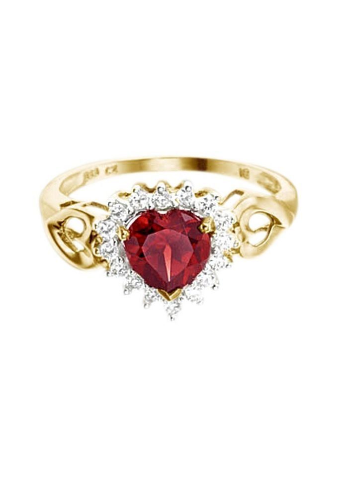 Firetti Fingerring Schmuck Geschenk Gold 333 Damenring Goldring Edelstein Farbstein, mit Granat, Zirkonia (synth)