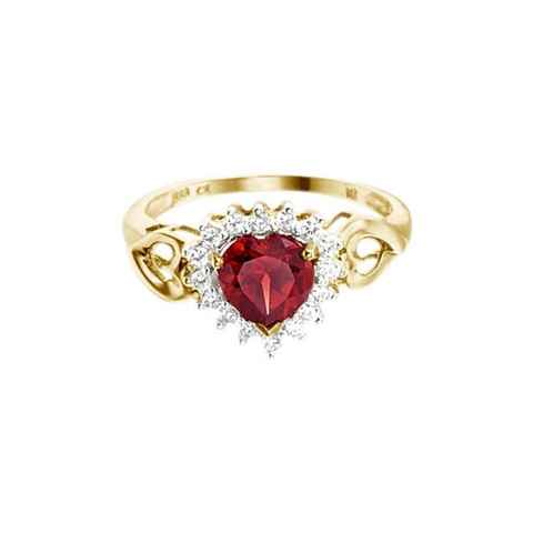 Firetti Fingerring Schmuck Geschenk Gold 333 Damenring Goldring Edelstein Farbstein, mit Granat, Zirkonia (synth)