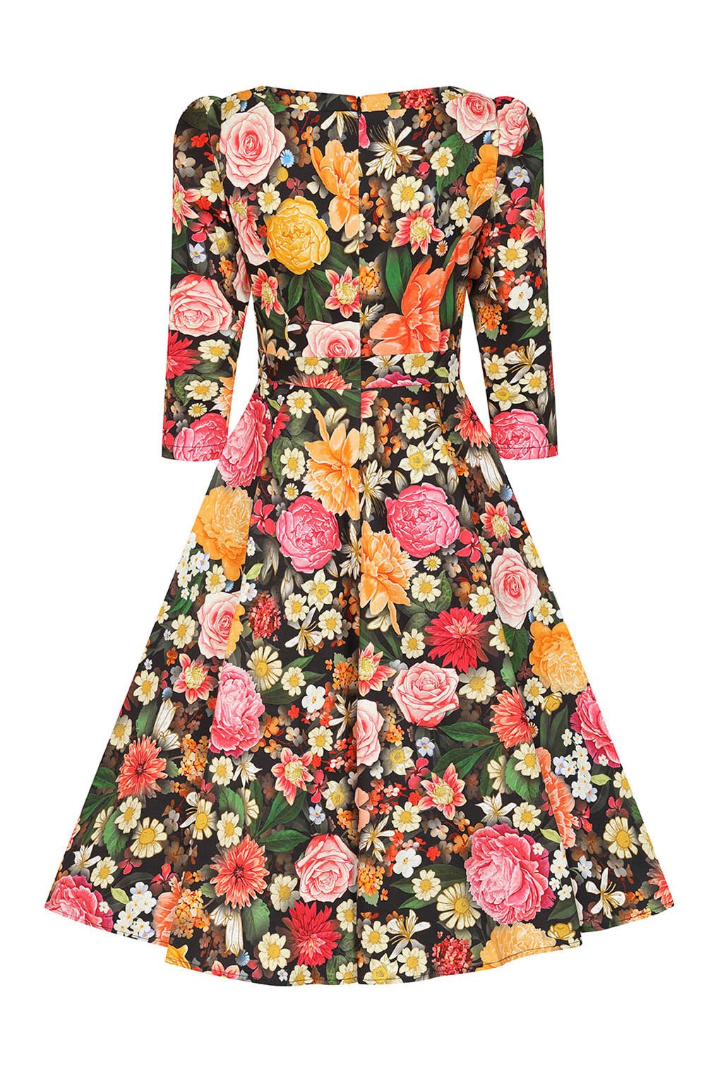 Hearts & Roses London A-Linien-Kleid Cassidy Floral Swing Dress Retro Vintage Fit-N-Flare 50er