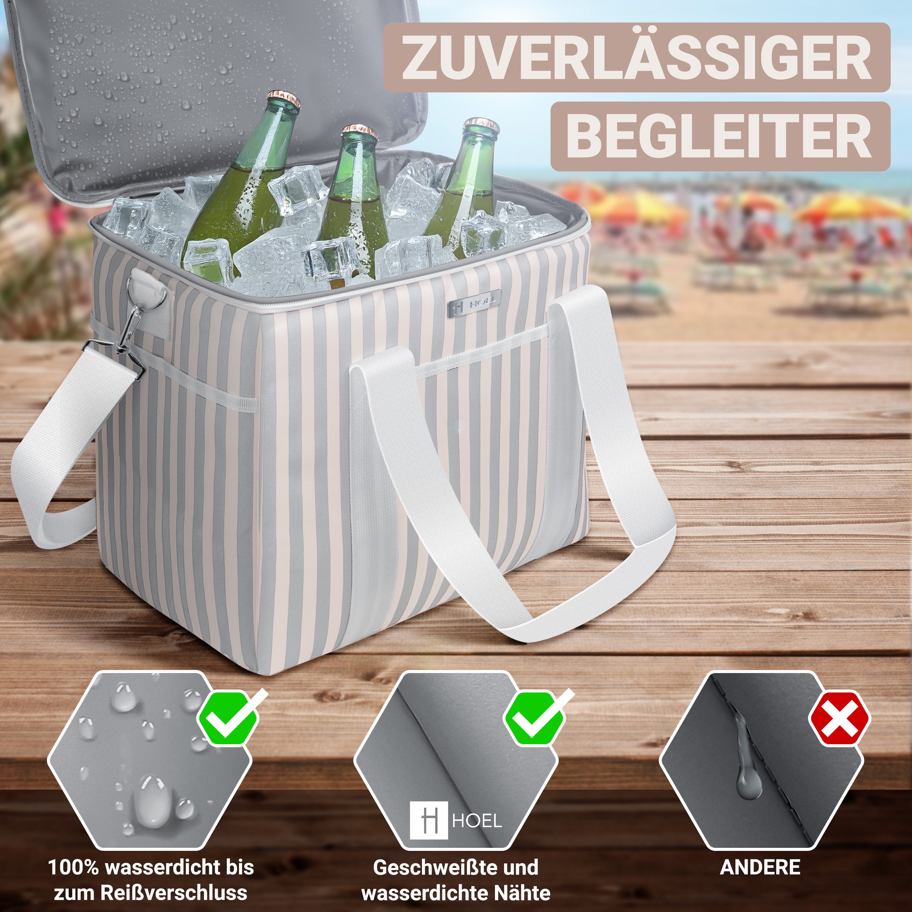 HOEL Kühltasche HOEL Kühltasche klein 20L & Gross 30L - Isoliertasche - Lunchtasche – Bild 4 von 5