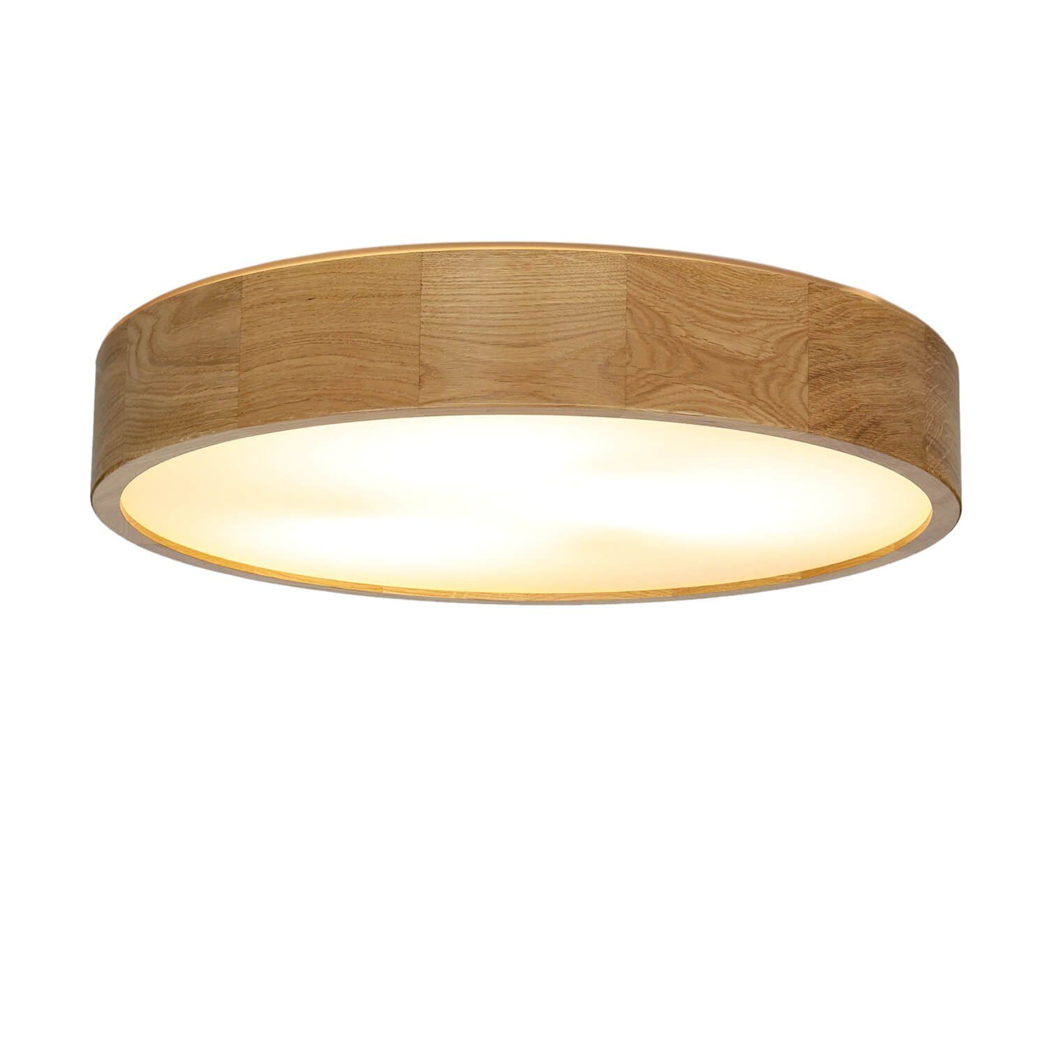 Licht-Erlebnisse Deckenleuchte ARBARO, ohne Leuchtmittel, Moderne Deckenlampe Eiche Holz Glas Wohnzimmer Flur Leuchte