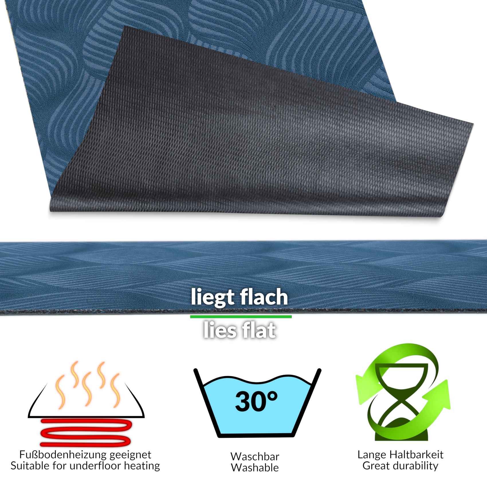 ANRO Küchenläufer Teppichläufer Läufer Textil BAKER Premium, Eckig, Höhe: 3 mm, Velour