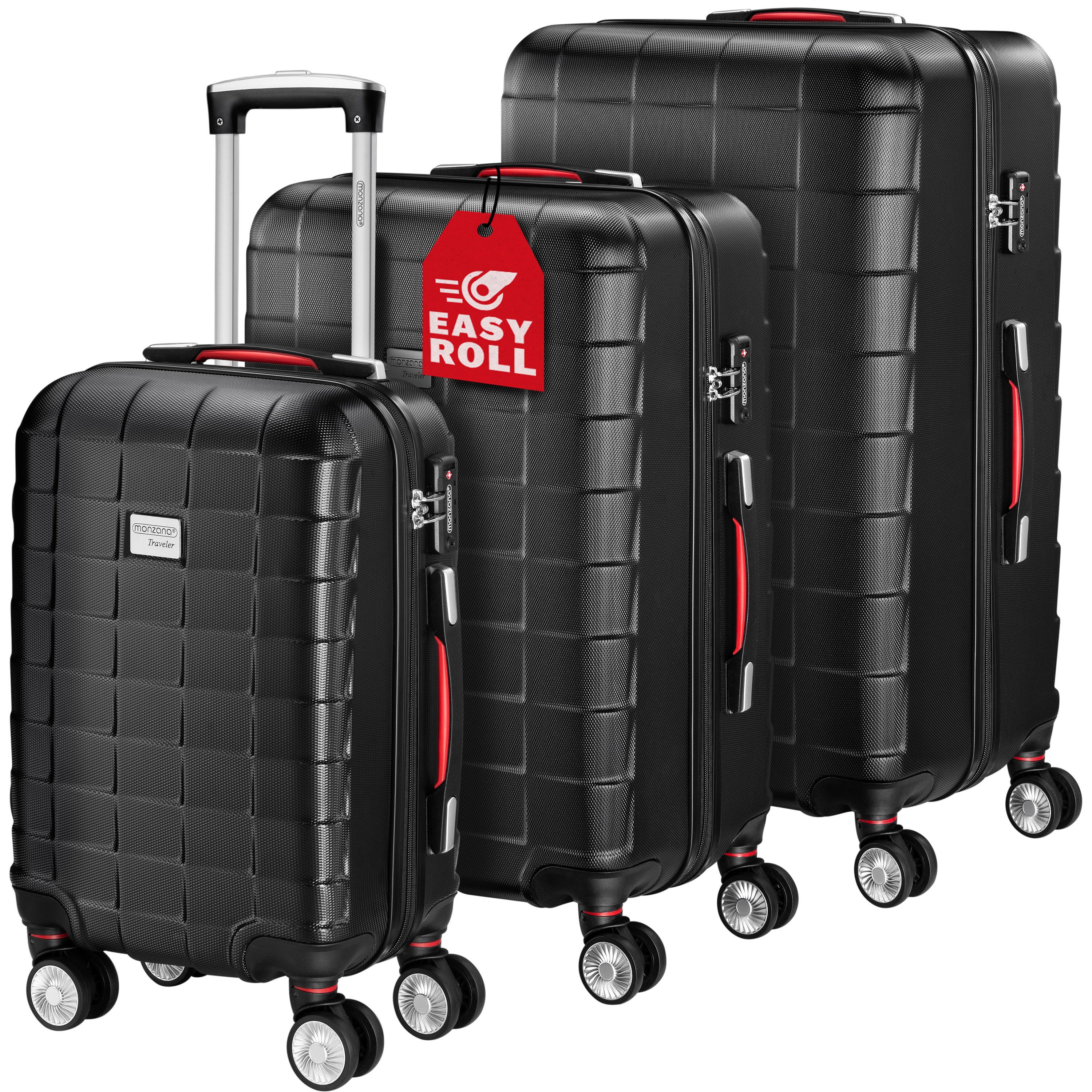 monzana Kofferset Exopack Line, 3tlg TSA Schloss Hartschalen Koffer M-L-XL günstig online kaufen