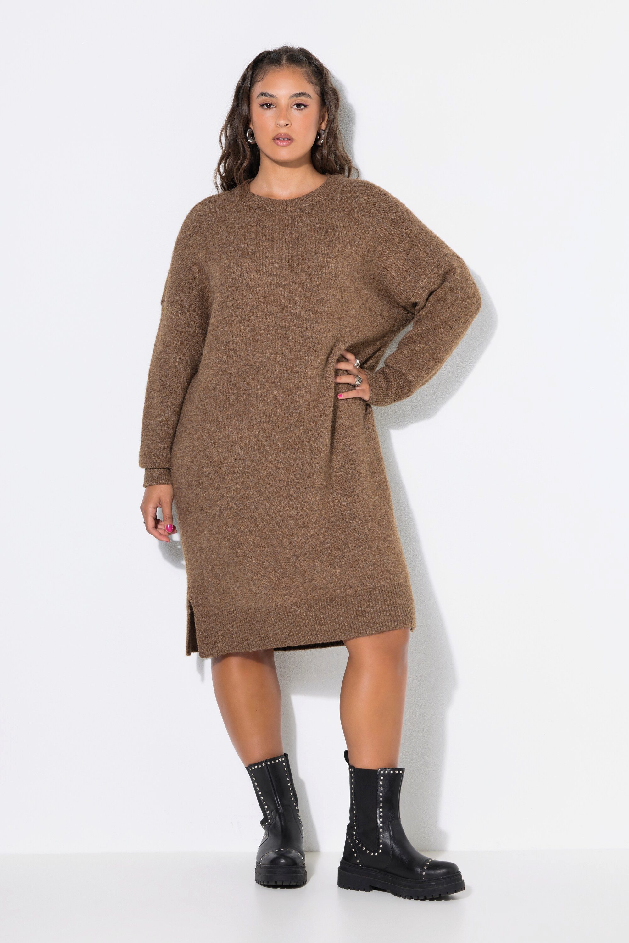 Studio Untold Minikleid Strickkleid oversized Midikleid Rundhals Langarm