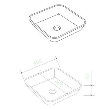 Mai & Mai Aufsatzwaschbecken Glaswaschbecken Waschplatz Handwaschbecken Minerva03, Tiefe des Beckens: 110 mm, Produktmaße: 400*400 mm