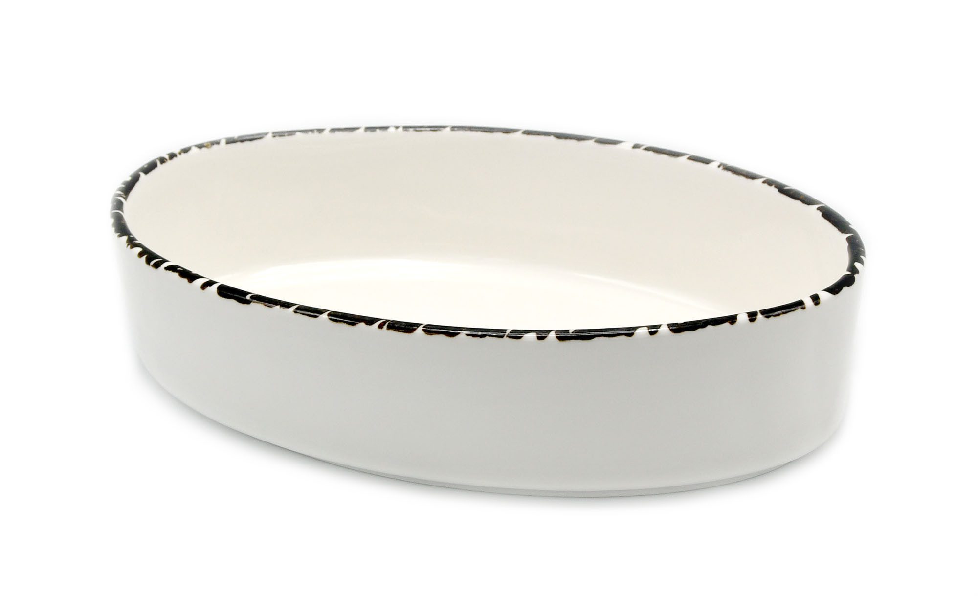 Florina Auflaufform Auflaufform Backform Küchenform Lasagneform oval 27 cm Retro, Porzellan, (1-St), Keramik mit hübschem dunkelblauen Muster 27/18/6,5 cm PM312