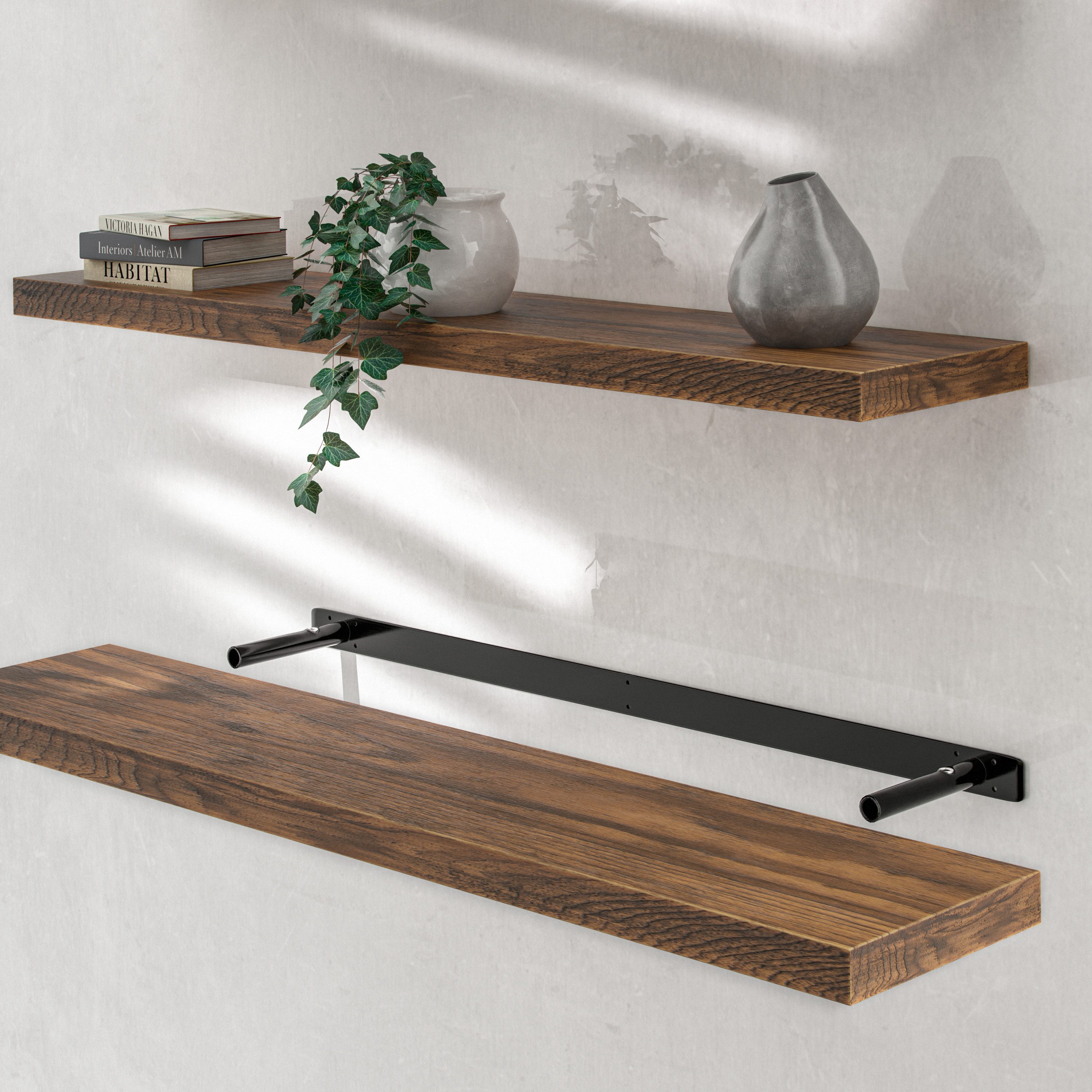 Casaria Wandboard, Dunkle Eiche Hängeregal mit Halterung 15kg Tragkraft Woh günstig online kaufen