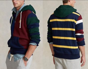 Ralph Lauren Sweatjacke POLO RALPH LAUREN PATCHWORK JACKET HOODIE SWEATER KAPUZEN SWEATSSHIRT