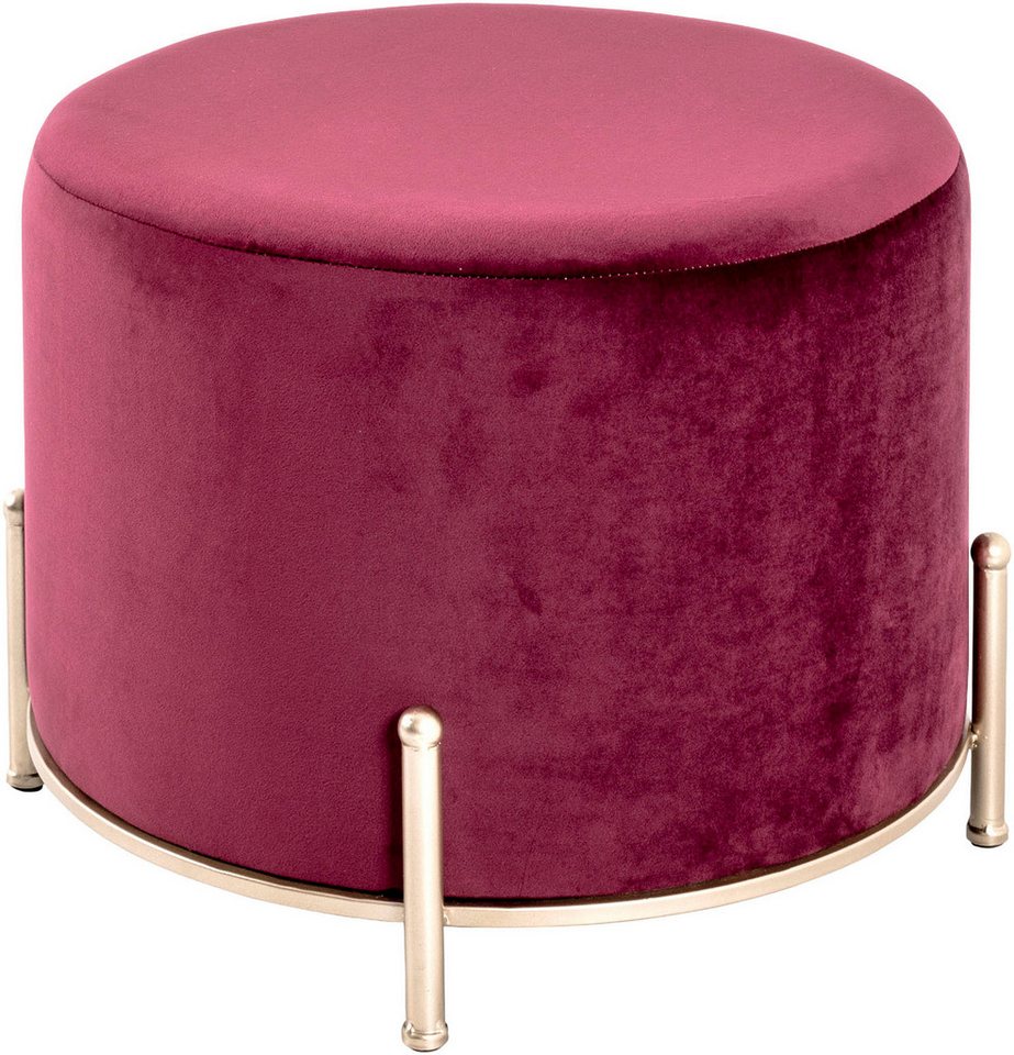 HAKU Hocker Pouf, Schemel, Stockerl, rund - aus Textil Rot - Ø/H 48/40 cm