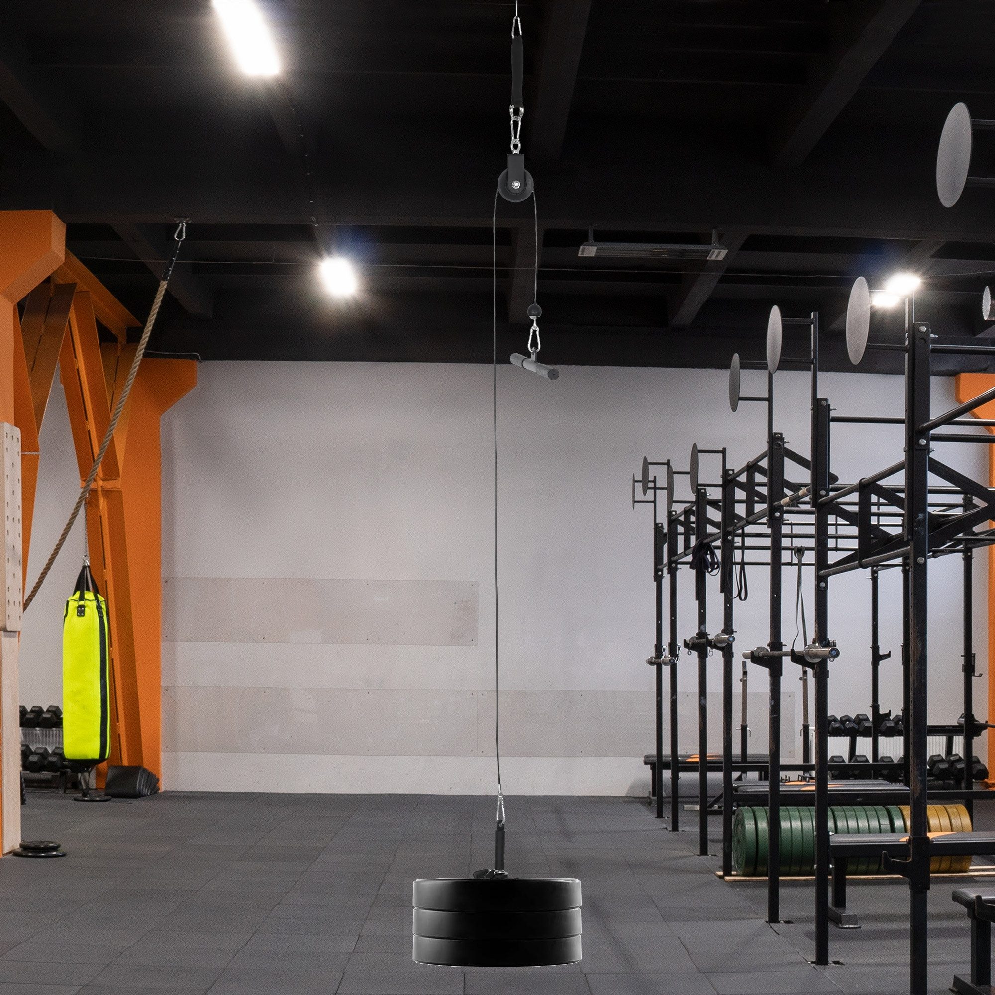 SPORTNOW Kraftstation Latzug-System fürs Rückentraining, 0 Gewichtsblöcke (Set, 1-tlg., Seilzug-Pulley-System mit Zubehör), DIY Seilzug-Set, max. 50 kg