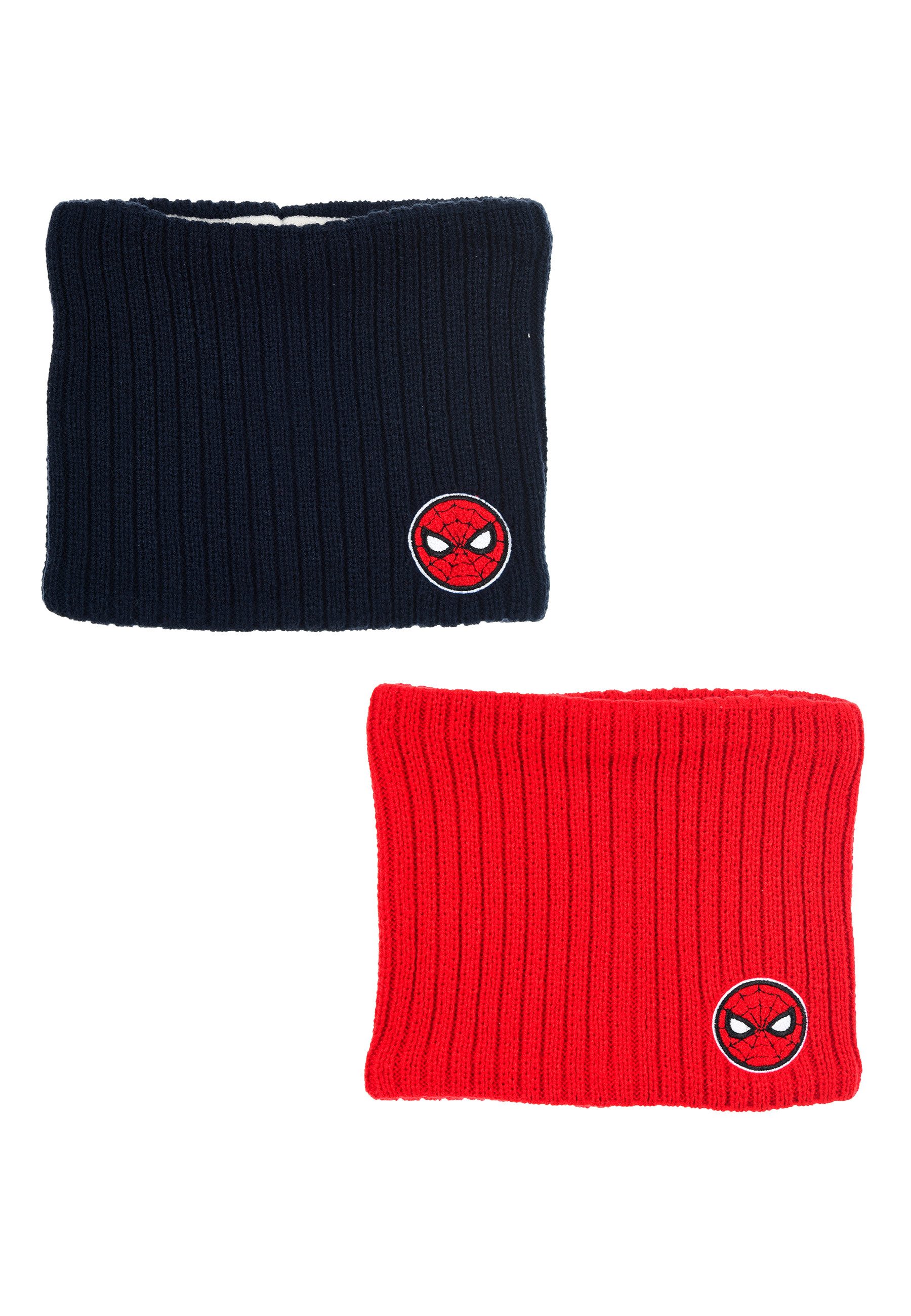 Spiderman Loop Schlauchschal Kinder Doppelpack mit Motiv und Fleecefutter, Doppelpack