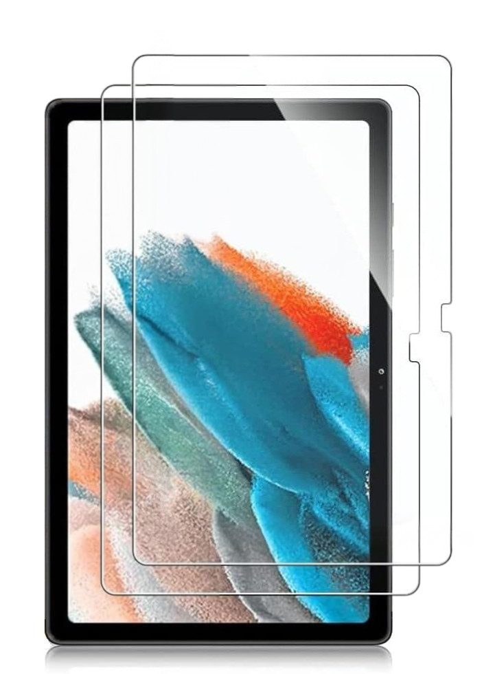 CLM-Tech Displayschutzglas 2x für Samsung Galaxy Tab A8 10,5 Zoll Panzerfolie kristallklar für Samsung Galaxy Tab A8 10,5 Zoll, Panzerglas Spar-Set, 2 Stück, Anti-Fingerabdruck und kratzfest