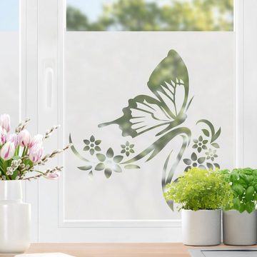 Fensterfolie statisch haftend Motiv Fensterdeko Schmetterling II Blume, Bilderdepot24, blickdicht, Innen Fenster Tür Balkontür Küche Badezimmer Wohnzimmer Schlafzimmer