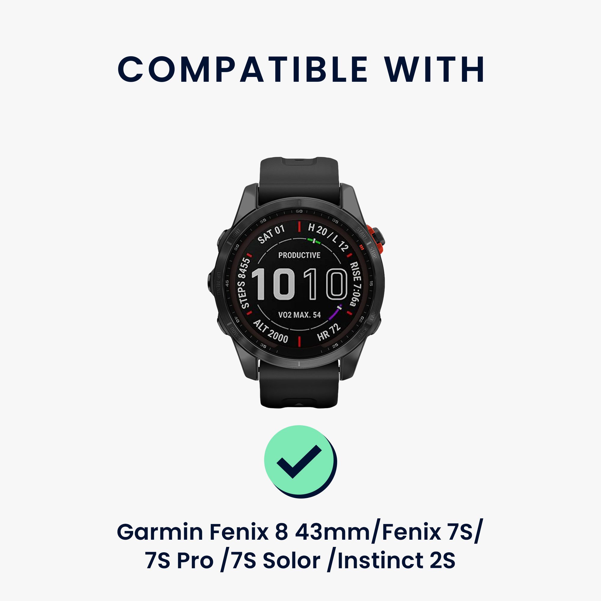 kwmobile Ersatzarmband für Garmin Fenix 8 43mm / Fenix 7S / 7S Pro / 7S Solor / Smartwatch, 1-tlg., Fitnesstracker Silikon Band mit Magnetverschluss