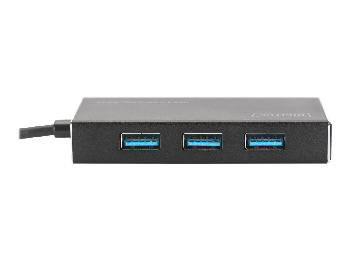 USB-Verteiler DIGITUS 4-Port-USB-Hub 4xUSB3.0 Alu schw.matt +NT +Kabel