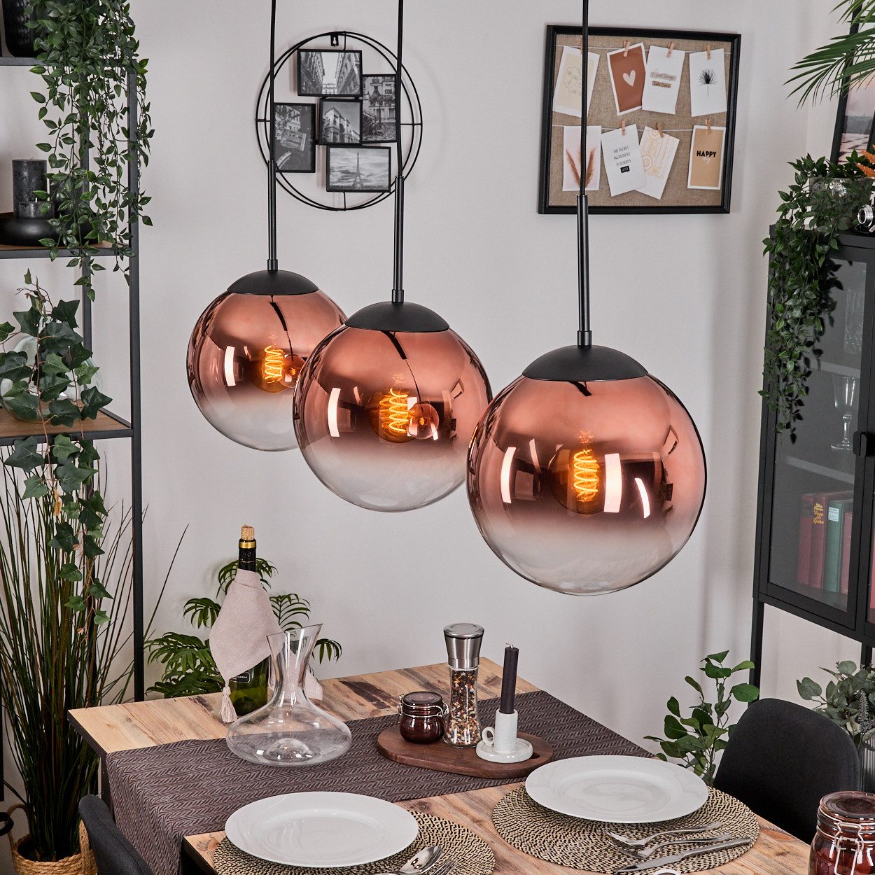 hofstein Hängeleuchte Hängelampe aus Metall/Glas in günstig online kaufen