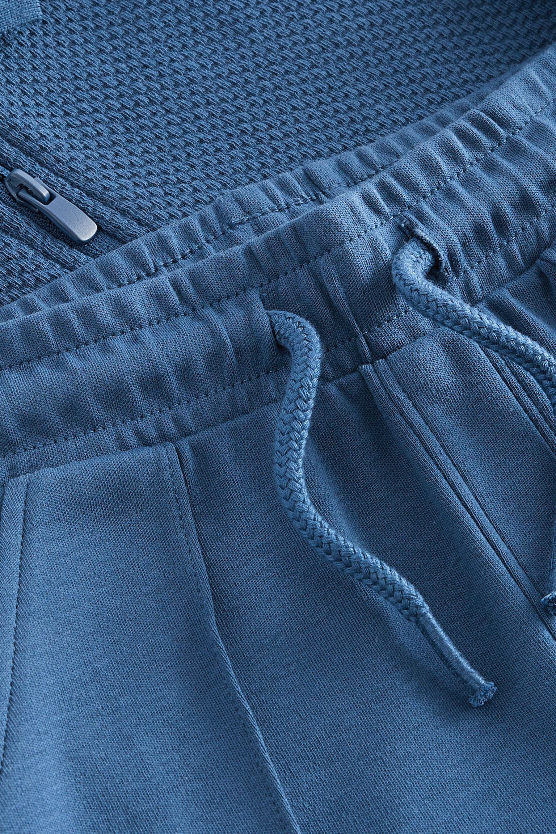 Shirt Polohemd (2-tlg) und Set Reißverschluss Shorts Shorts Blue mit & im Next