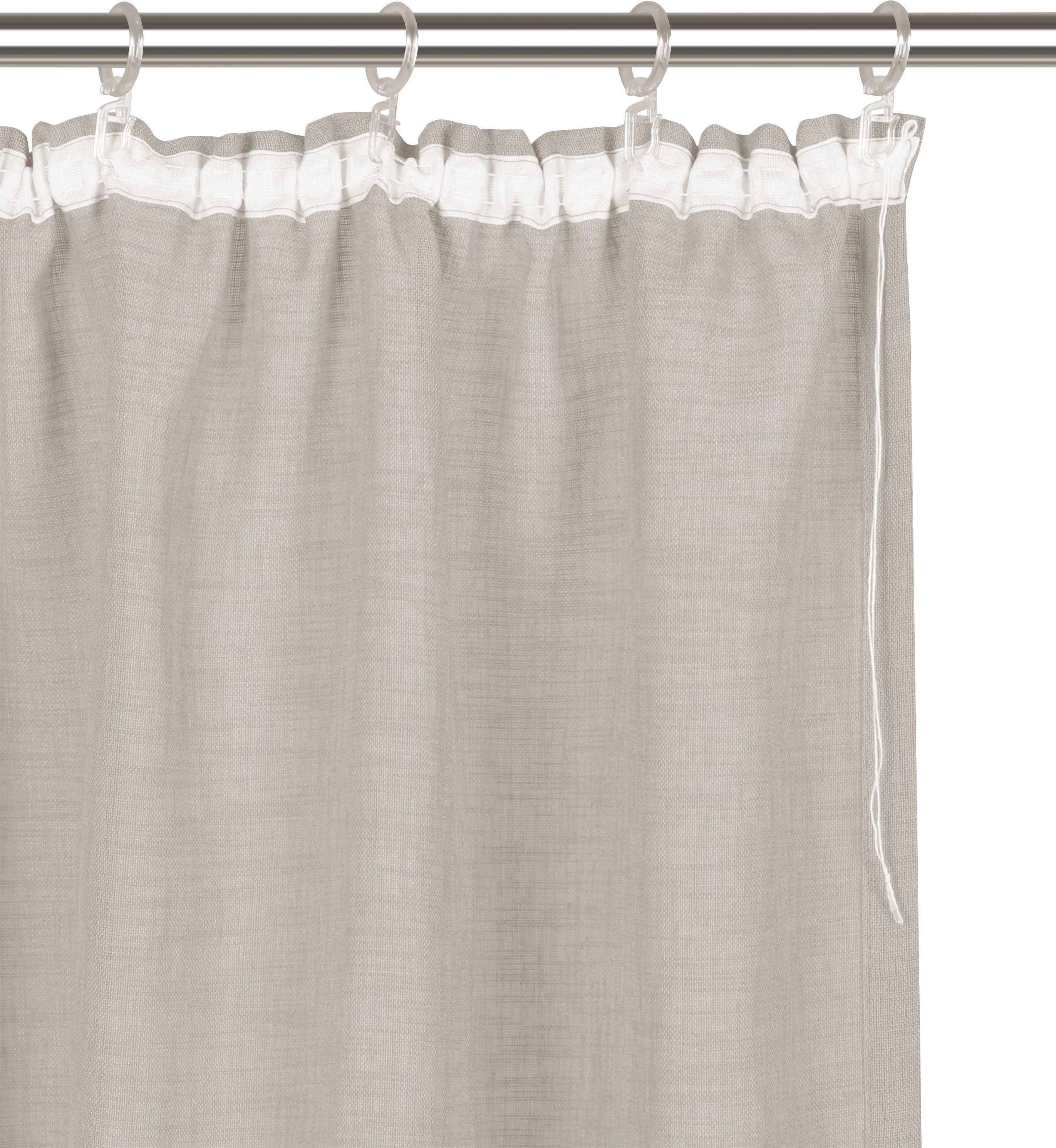 OTTO home Gardine Fiete (1 St), Kräuselband, halbtransparent, Leinen Optik, Sichtschutz, halbtransparent, einfarbig, Leinenoptik