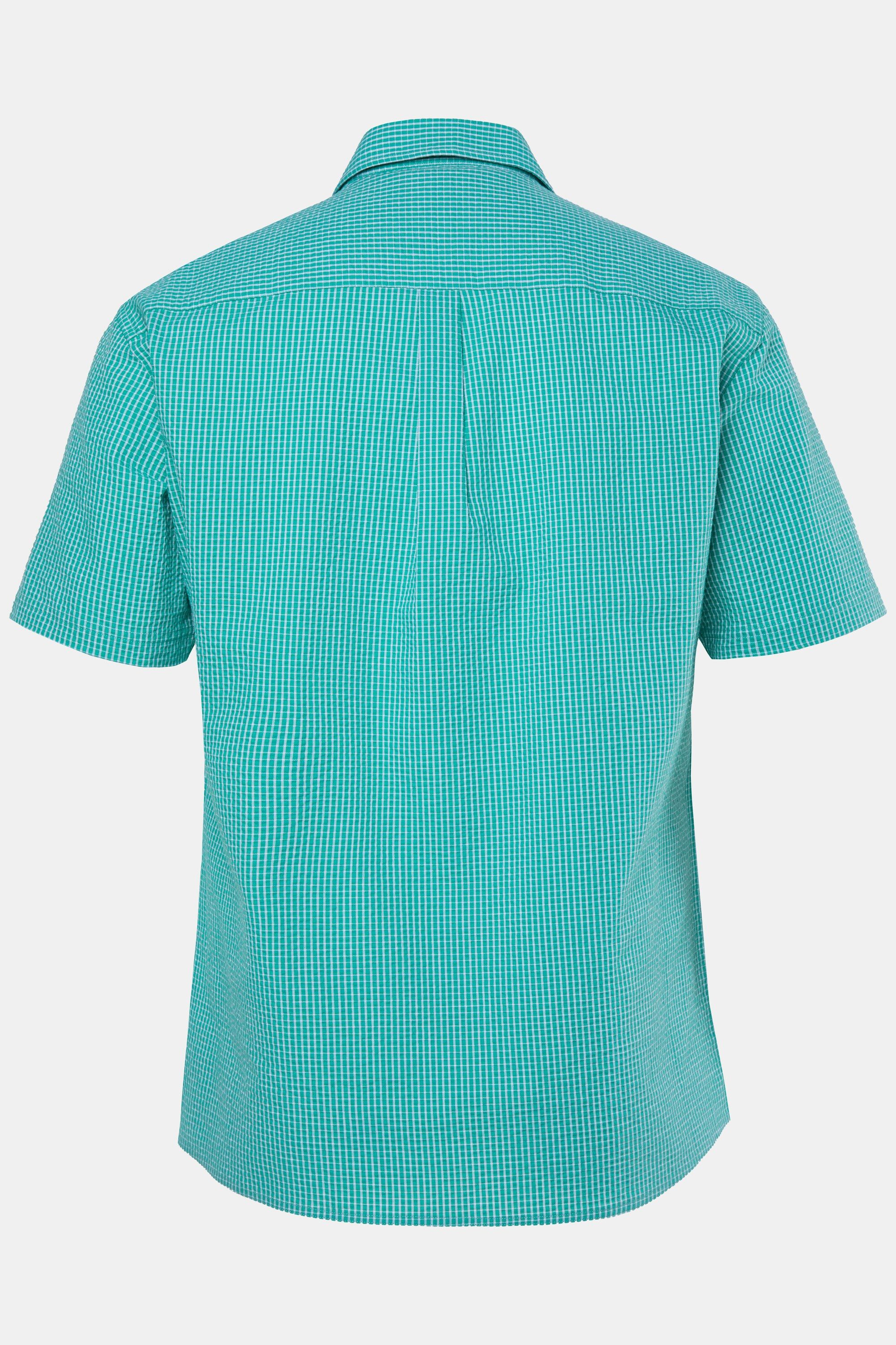 Men Plus Kurzarmhemd Karohemd Halbarm Kentkragen Seersucker Comfort Fit