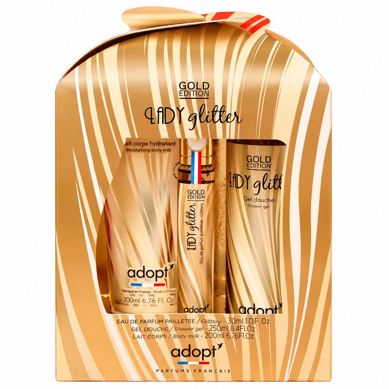 adopt Eau de Parfum Geschenkset Damen - "Lady Glitter" Duschgel, EDP, Body Milk