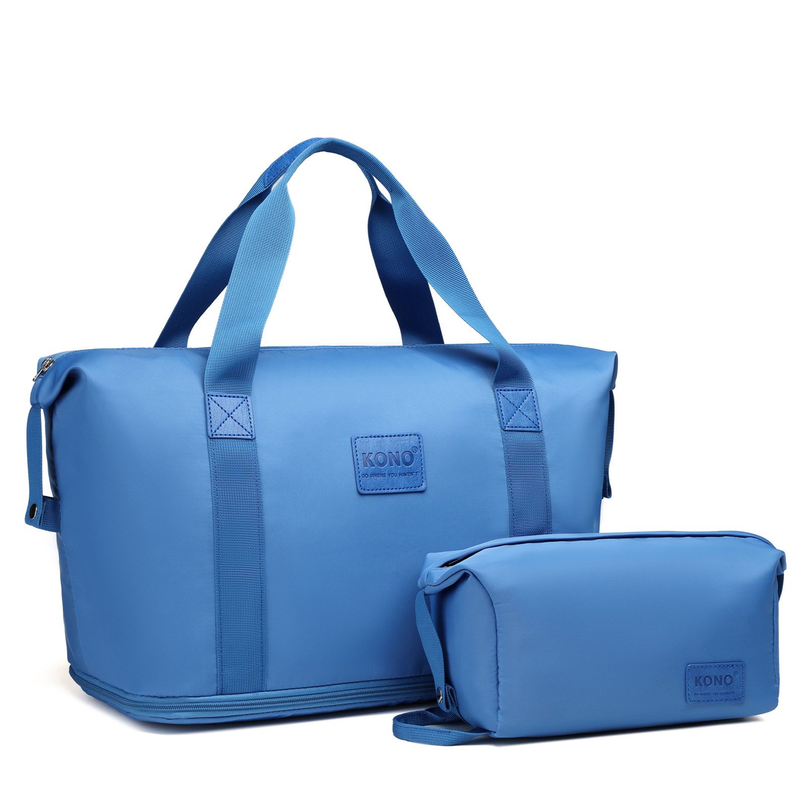 KONO Reisetasche 2-in-1 Set: Erweiterbare Handgepäck-Tasche (36L) + Kosmetiktasche, Praktisches und leichtes Design
