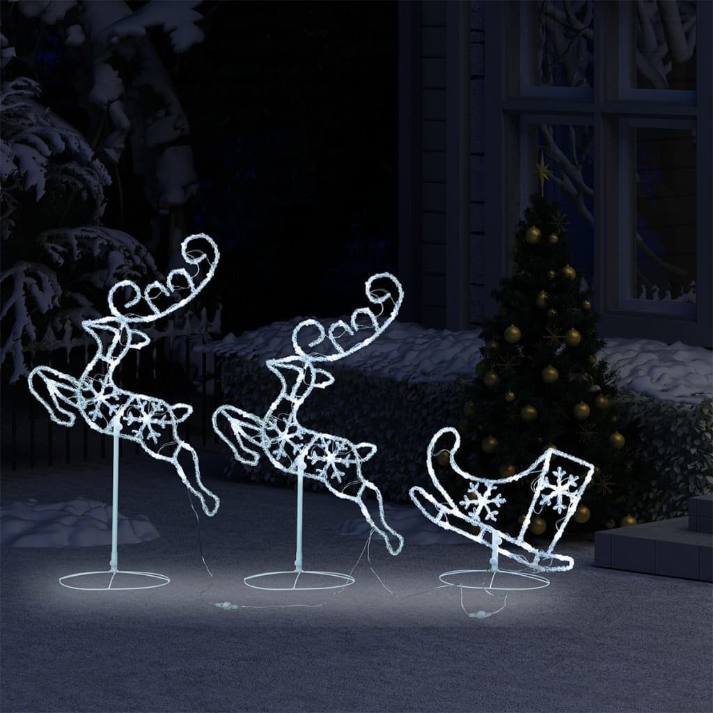 vidaXL Dekolicht NA Weihnachtsdekoration Acryl Rentiere Schlitten 260x21x87 cm
