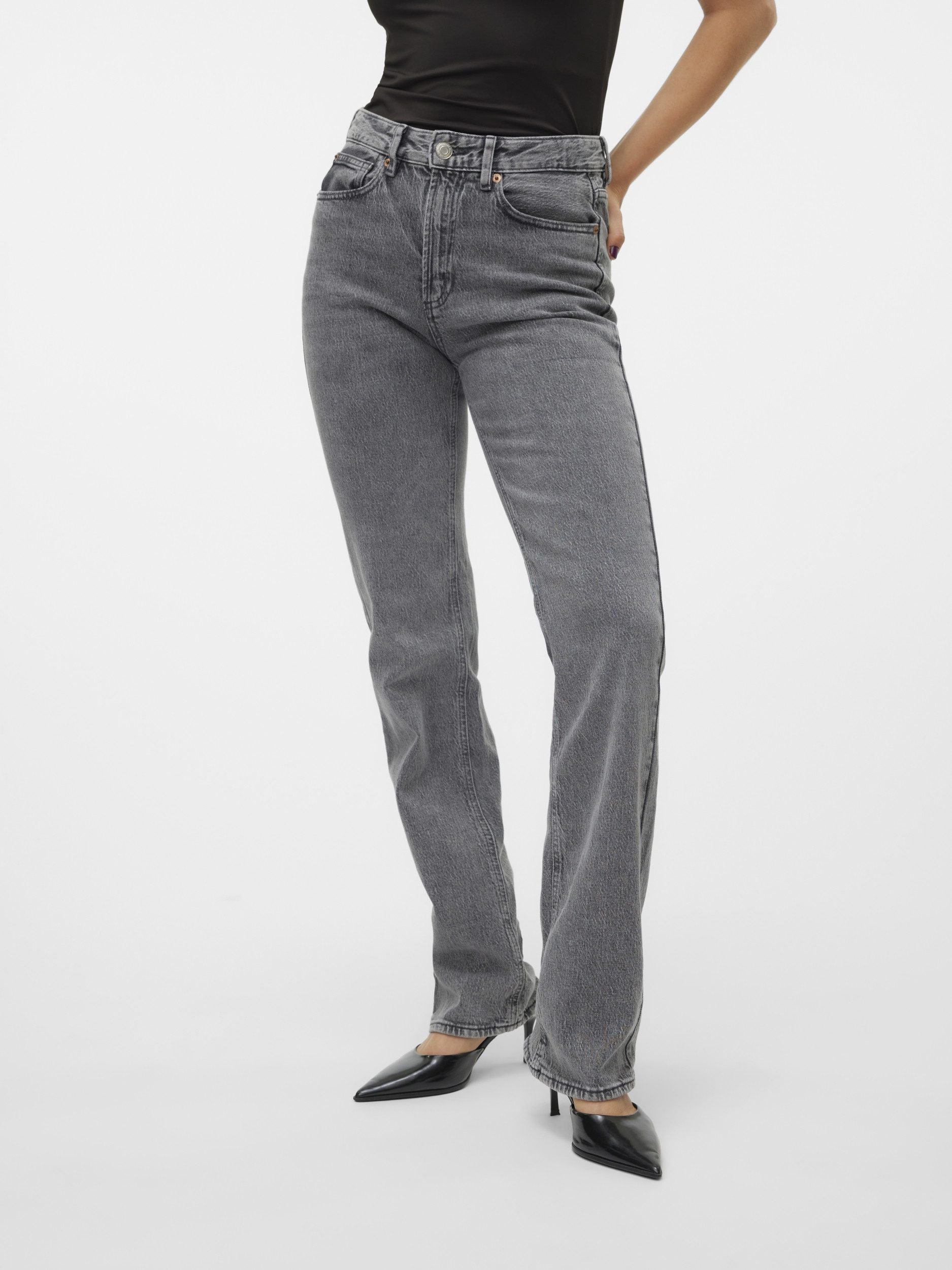 5-Pocket-Jeans VMTESSA HR STRAIGHT JEANS RA206 GA Medium Grey Denim