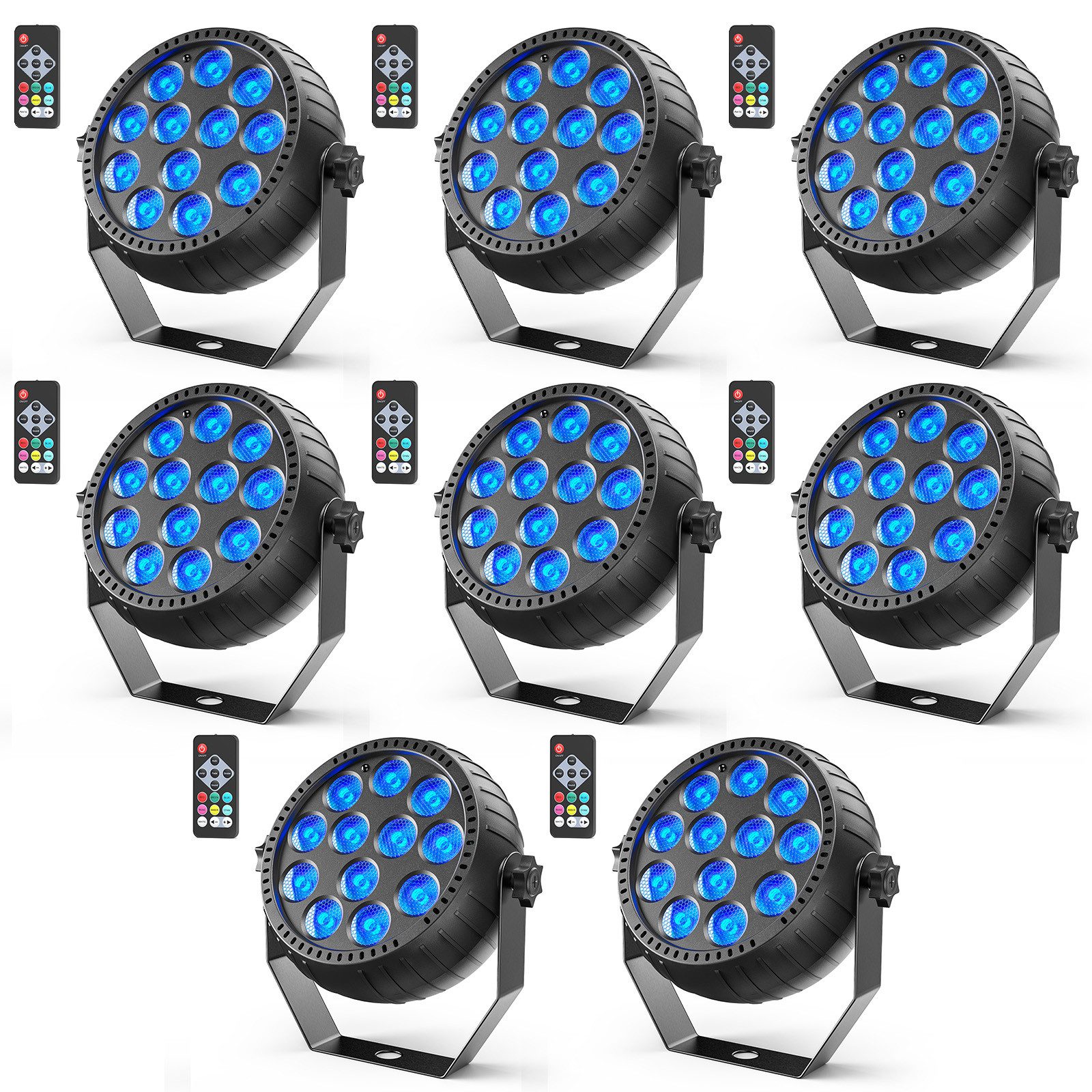 ZonQoonz Discolicht Wiederaufladbarer Mini RGB LED Par Scheinwerfer mit 12 LEDs