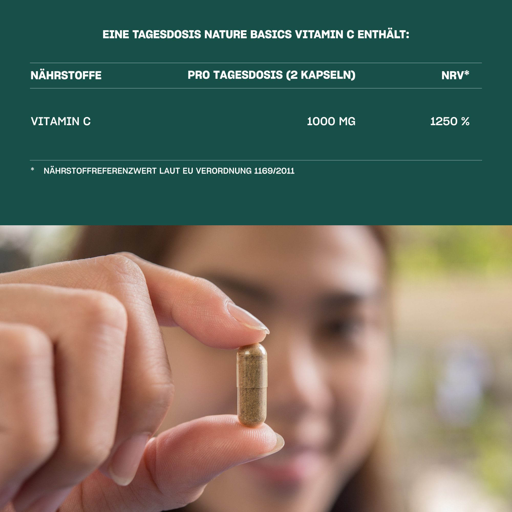 Nature Basics Hochwertiges Vitamin C gepuffert 1000mg Vegan & Nachhaltig Kapseln, 130 g