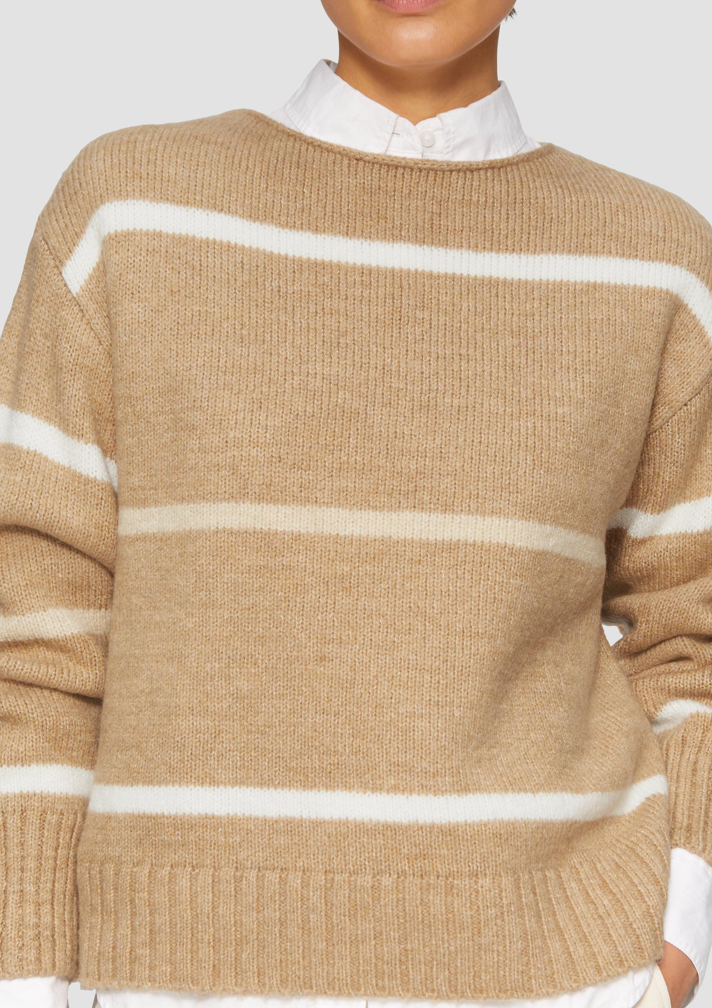 s.Oliver Strickpullover Gestreifter Strickpullover mit Rollkante günstig online kaufen