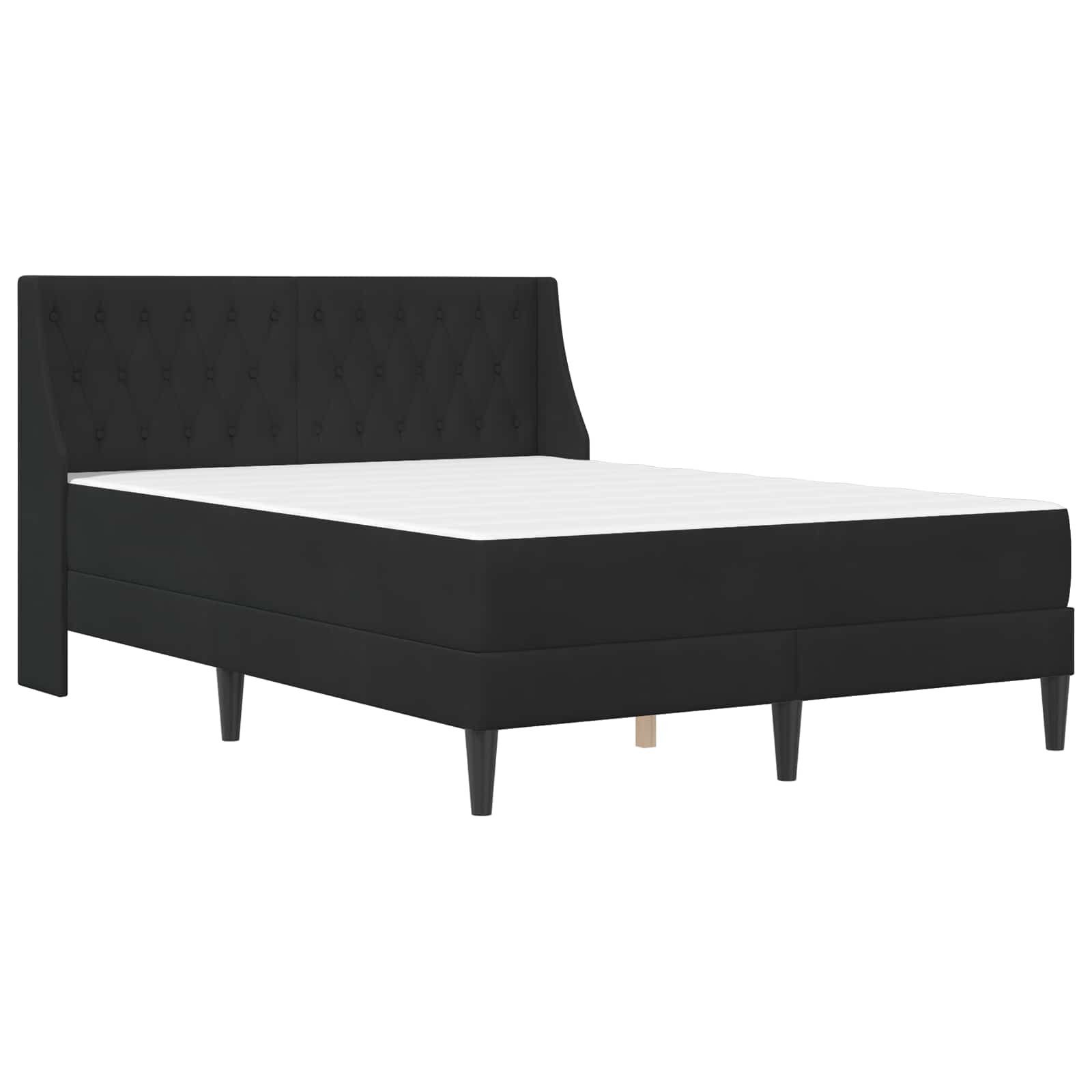 vidaXL Bett Bettgestell mit Matratze mit Matratze Schwarz 160 x 200 cm Samt (1-tlg) – Bild 3 von 5