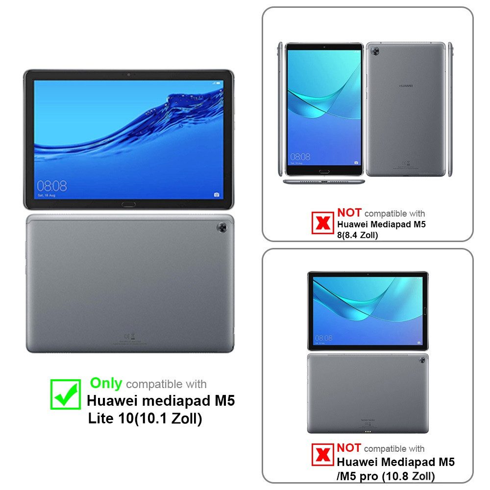 Cadorabo Tablet-Hülle für Huawei MediaPad M5 LITE 10 (10.1 Zoll) Hülle Huawei MediaPad M5 LITE 10 (10.1 Zoll), Klappbare Tablet Schutzhülle - Hülle - Standfunktion - 360 Grad Case