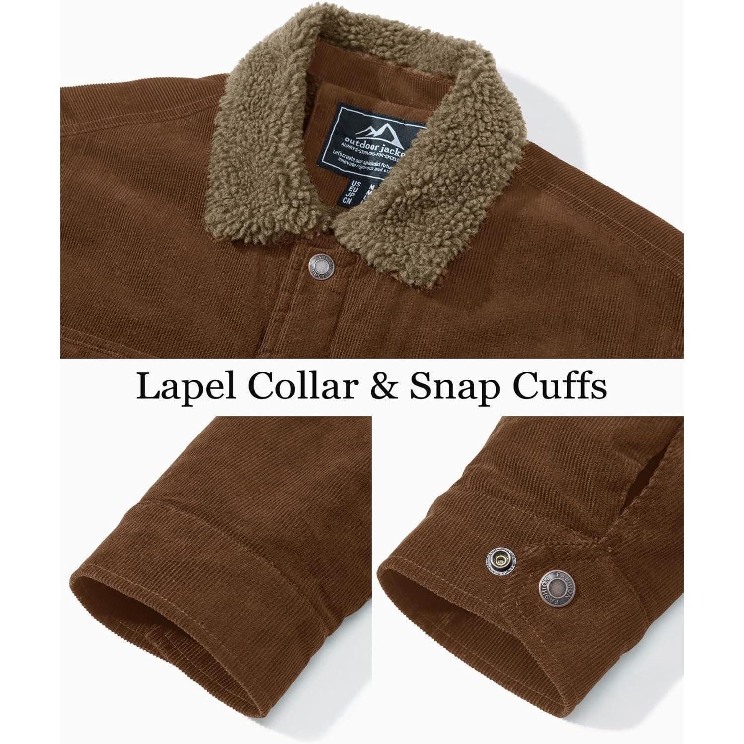 LuxusKollektion Cordjacke Cordjacke Herren Übergangsjacke Teddyfellkragen Cargo XL Braun – Bild 5 von 5