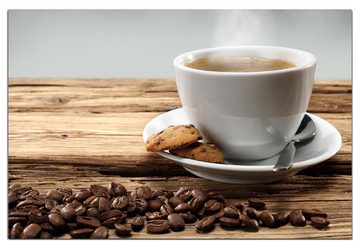 Wallario Wandfolie, Heiße Tasse Kaffee mit Kaffeebohnen, wasserresistent, geeignet für Bad und Dusche